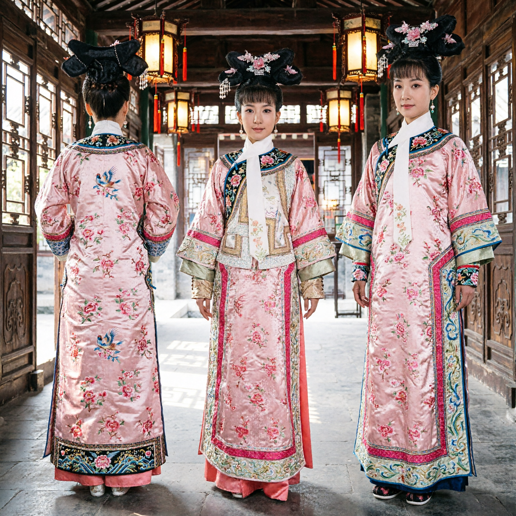 Traditional Chinese Qing Dynasty Princess Costume Pink Floral Embroidered Robe Ancient Palace Lady Dress for Cosplay - Asian Costume