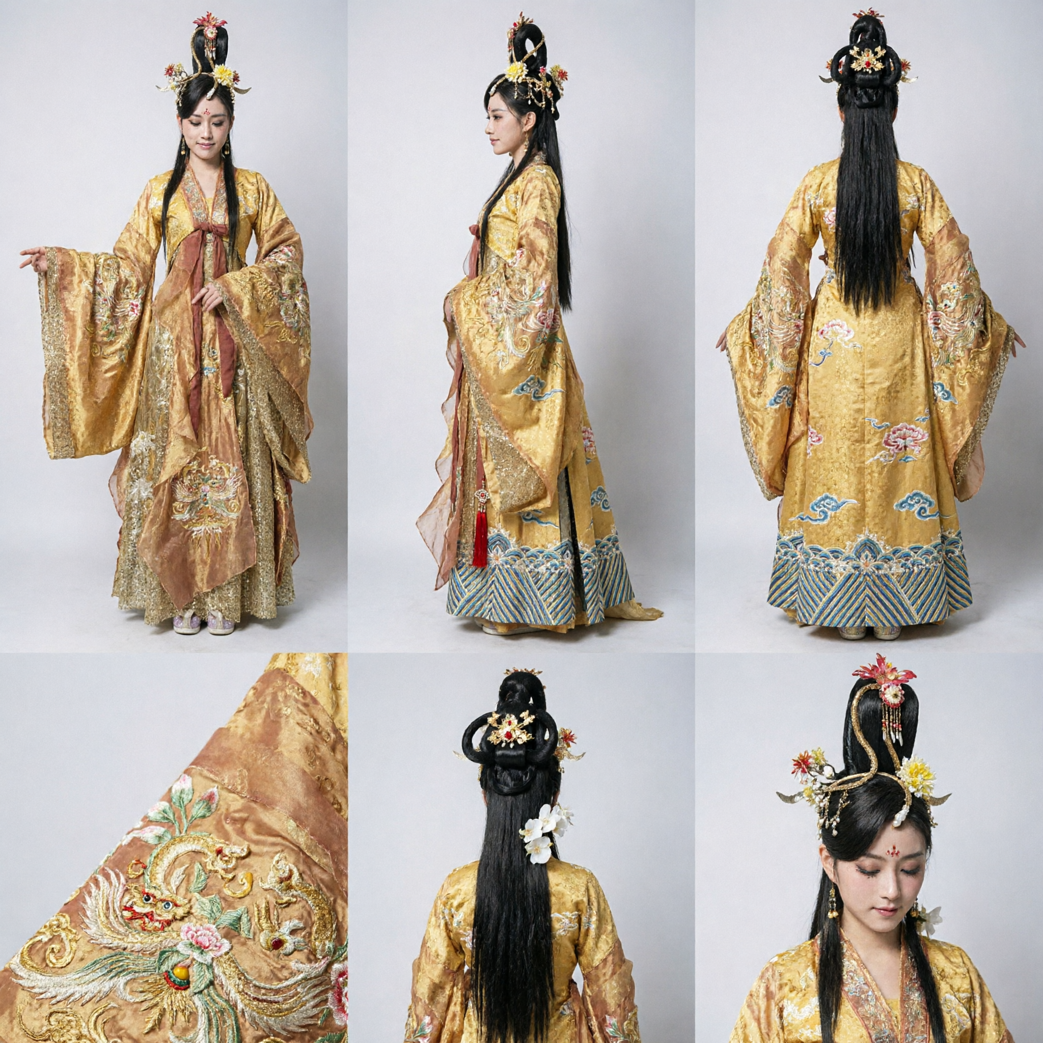 Traditional Chinese Tang Dynasty Royal Princess Hanfu Costume Gold Embroidered Ancient Dress for Women Performance - Asian Costume