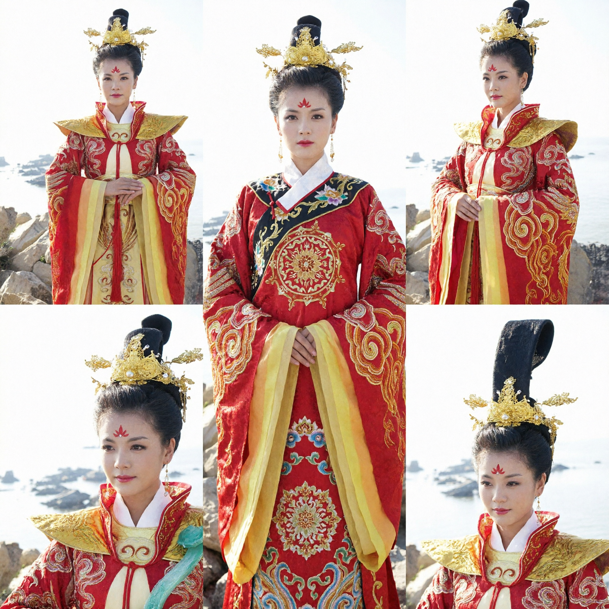 Chinese Traditional Empress Costume Red Gold Ancient Hanfu Dress for Women Cosplay Stage Performance Photography - Asian Costume