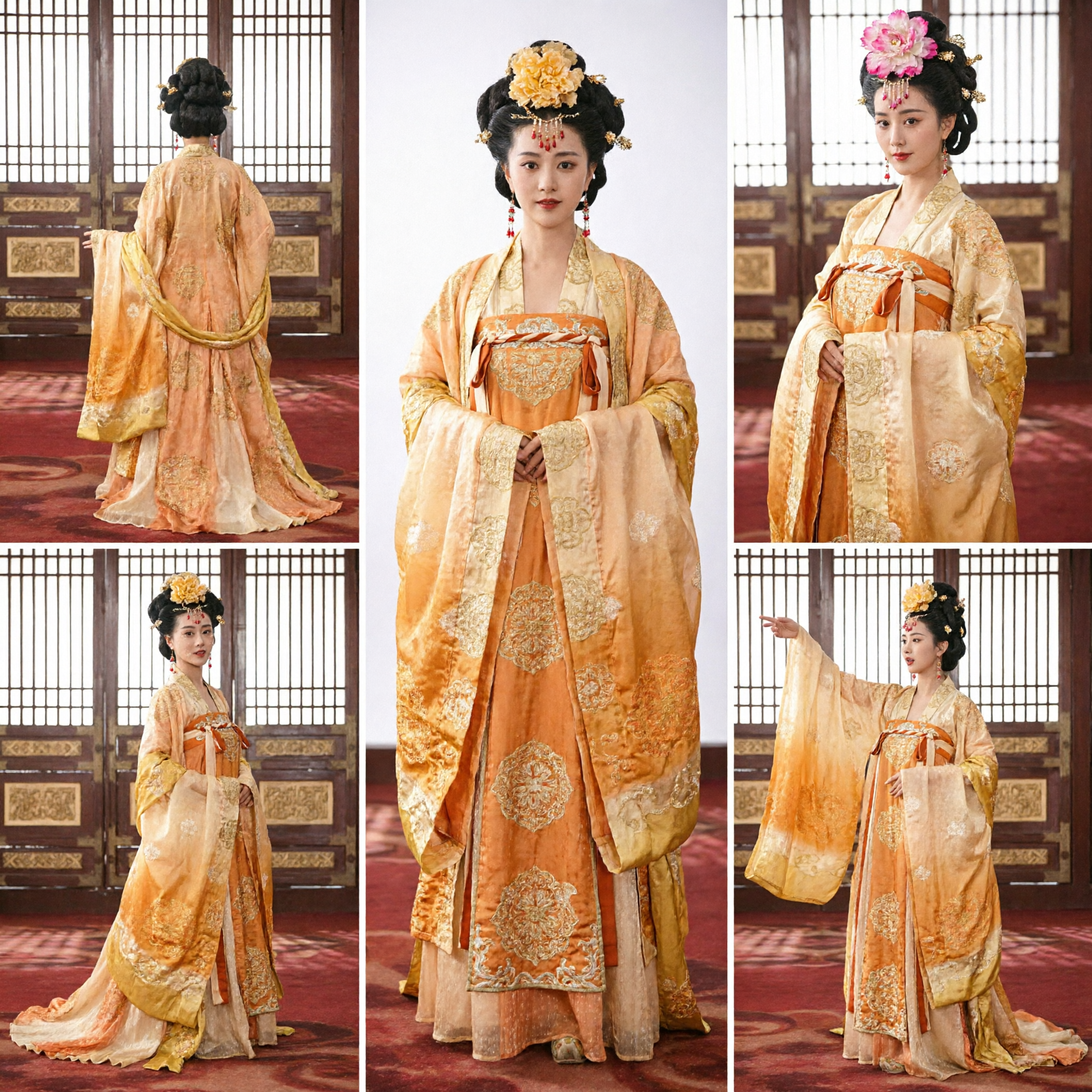 Chinese Traditional Tang Dynasty Palace Lady Yellow Hanfu Dress Ancient Imperial Concubine Costume for Women - Asian Costume
