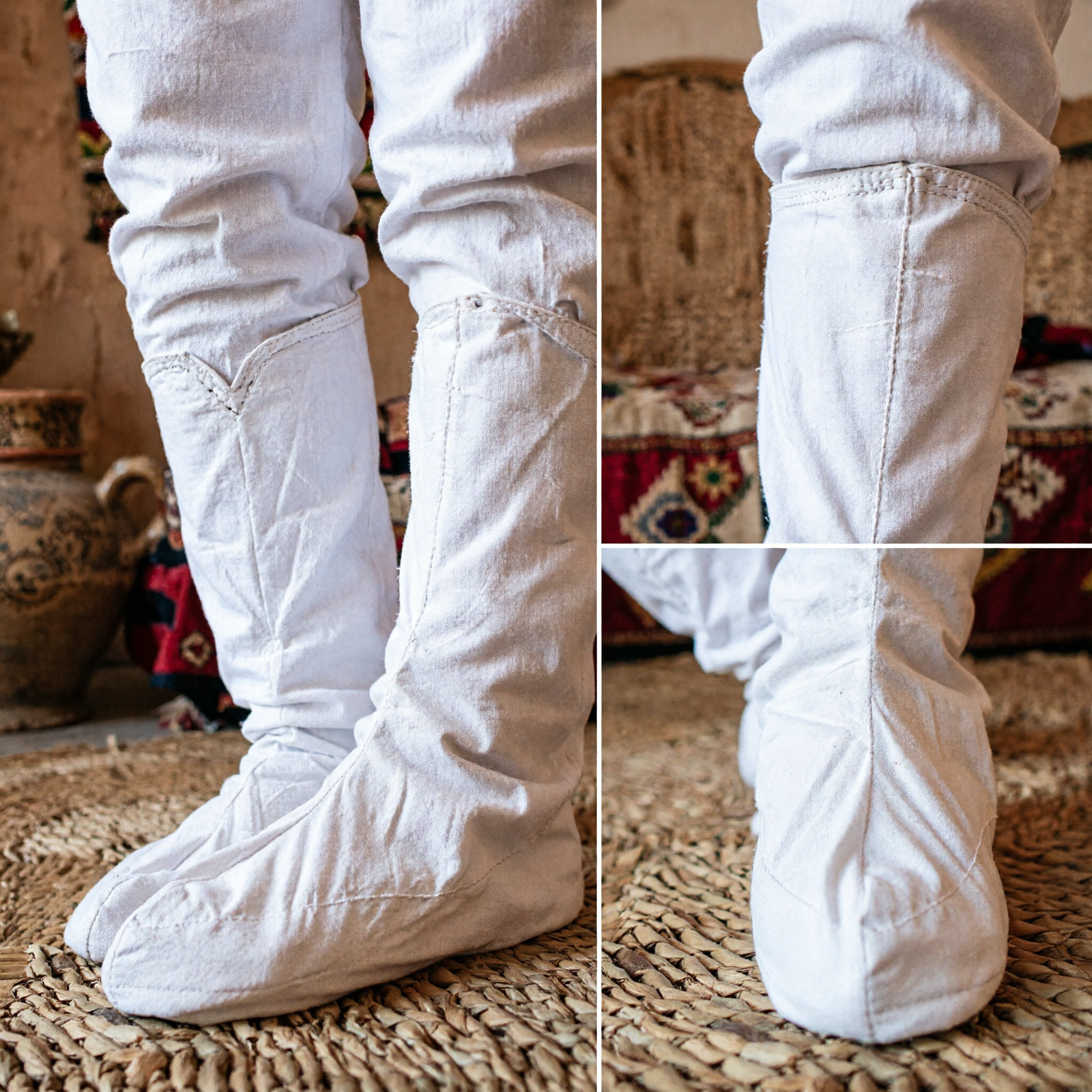 Traditional Chinese White Cloth Boots Kung Fu Martial Arts Shoes Hanfu Cosplay Footwear for Men and Women - Asian Costume