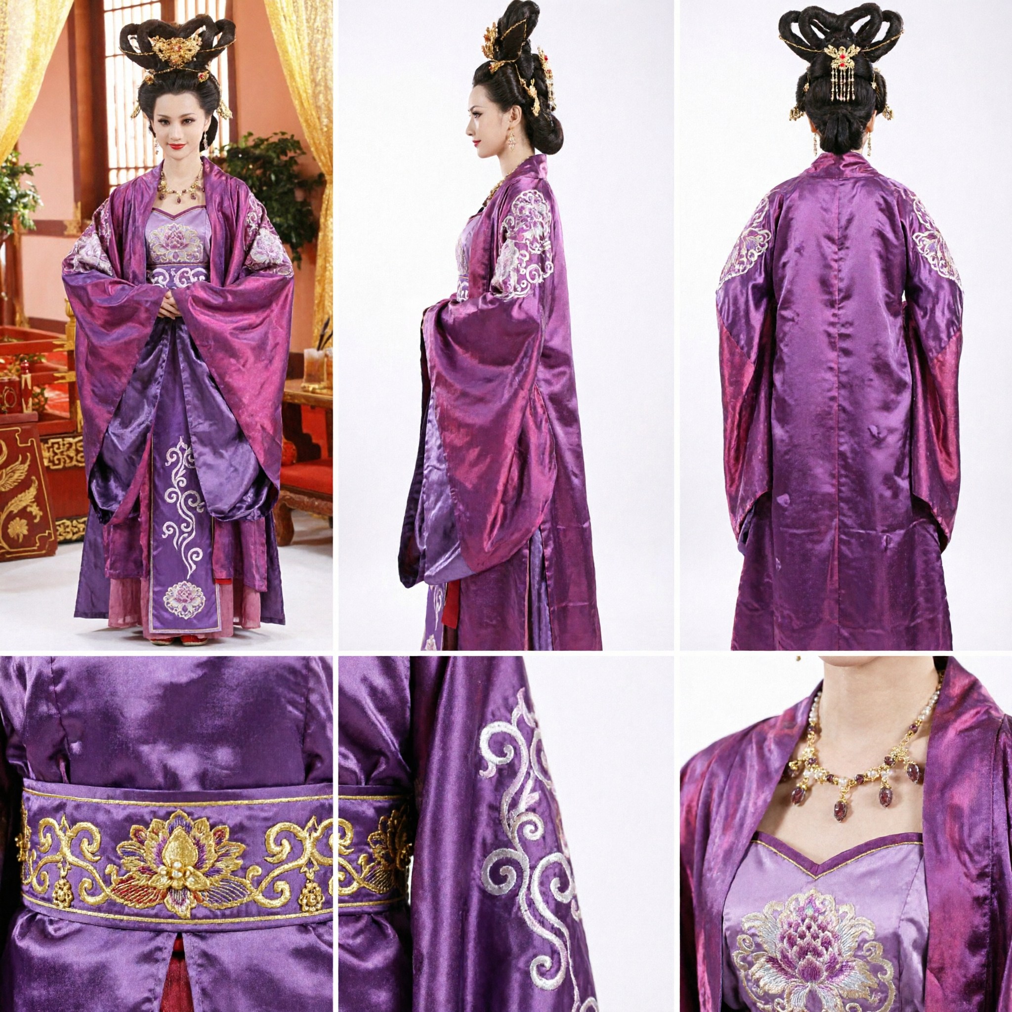Ancient Chinese Tang Dynasty Palace Empress Purple Hanfu Costume Traditional Dress for Women Cosplay - Asian Costume