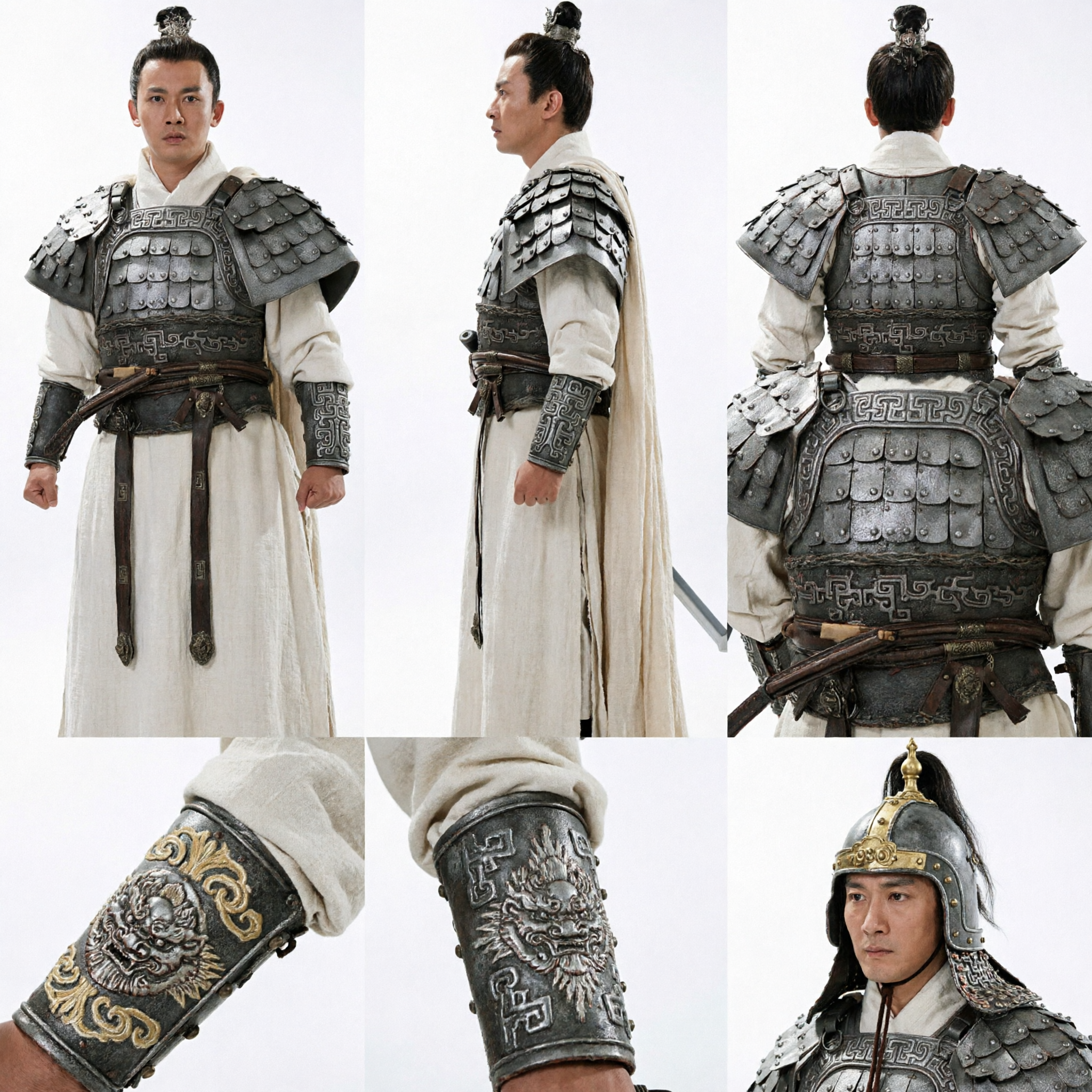 Ancient Chinese General Armor Costume Men Traditional Warring States Warrior Hanfu Cosplay Complete Set - Asian Costume