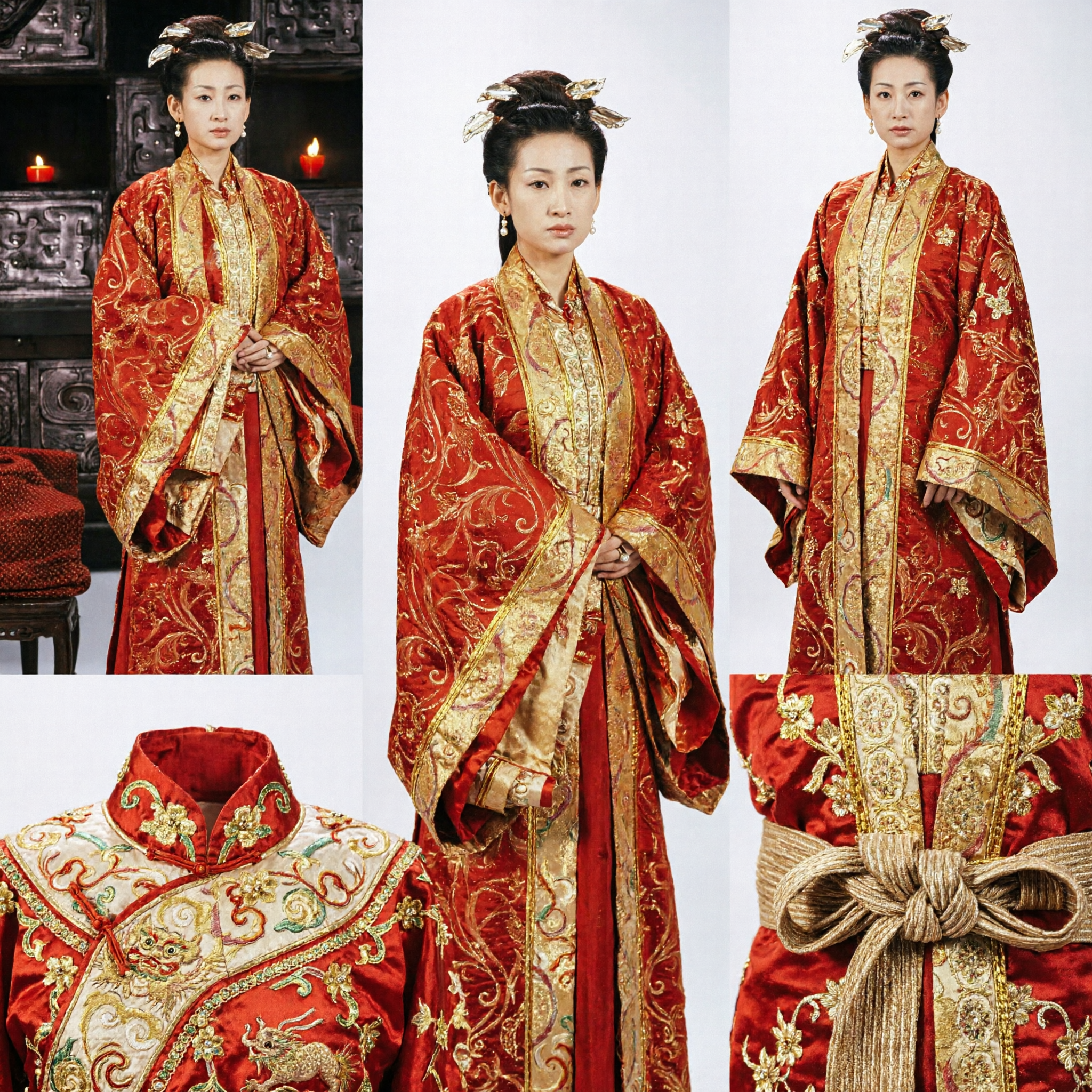 Ancient Chinese Empress Red Hanfu Costume Gold Embroidered Traditional Palace Dress for Women Historical Cosplay - Asian Costume