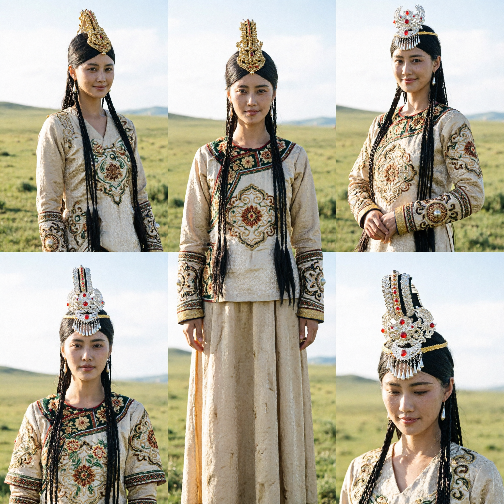 Traditional Chinese Mongolian Princess Costume Ancient Gold Embroidery Dress for Women Stage Performance Cosplay - Asian Costume