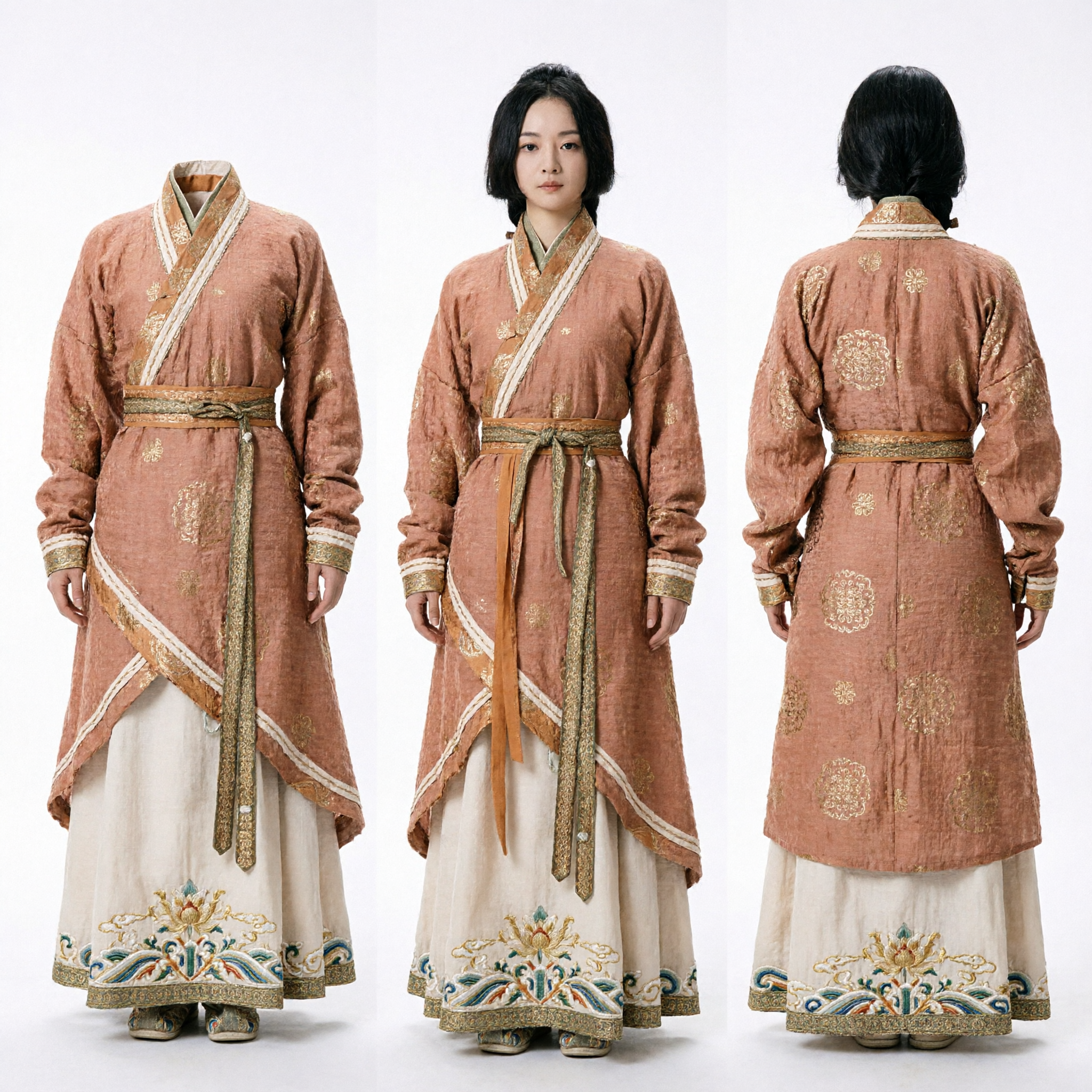 Women's Ancient Chinese Han Dynasty Hanfu Costume Traditional Brown Court Robe for Cosplay and Photography - Asian Costume