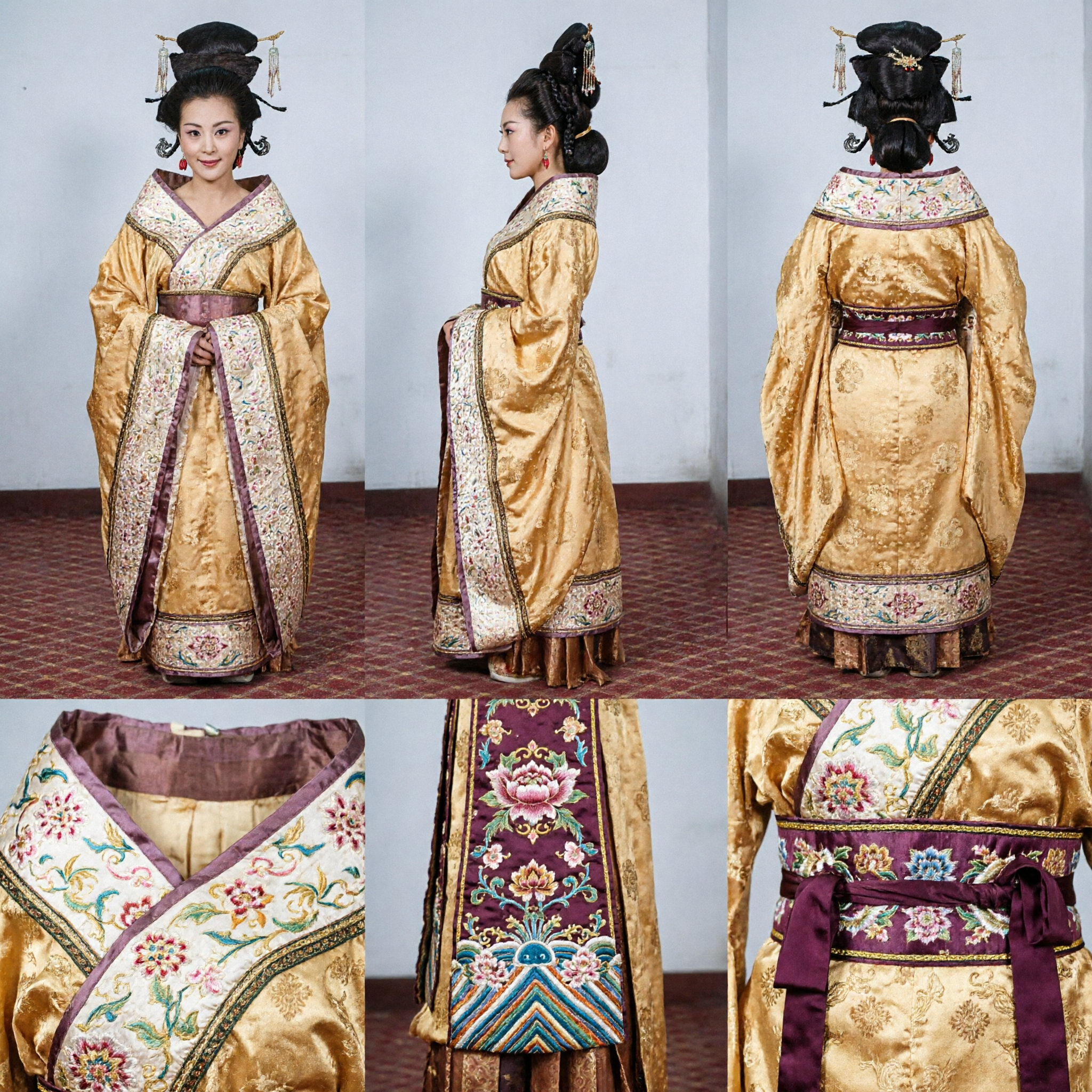 Traditional Chinese Ancient Palace Lady Costume Yellow Embroidered Hanfu Dress for Women Historical Cosplay - Asian Costume