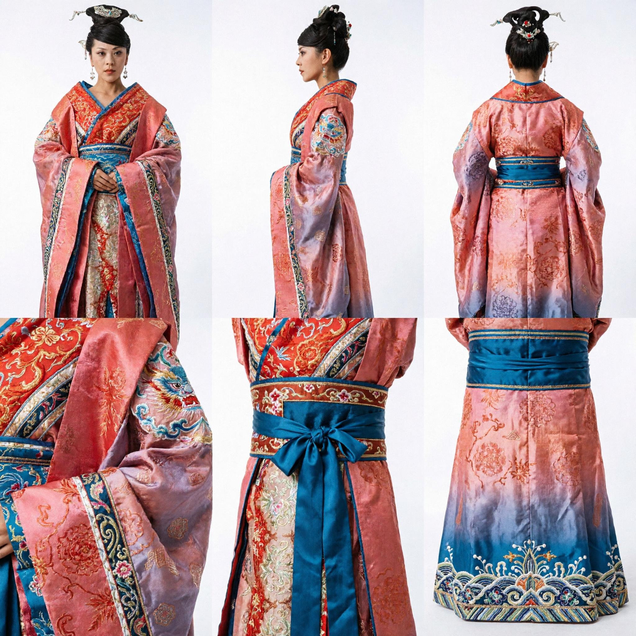 Traditional Chinese Ancient Hanfu Costume Red Deep Robe for Women Historical Cosplay Stage Performance Dress - Asian Costume