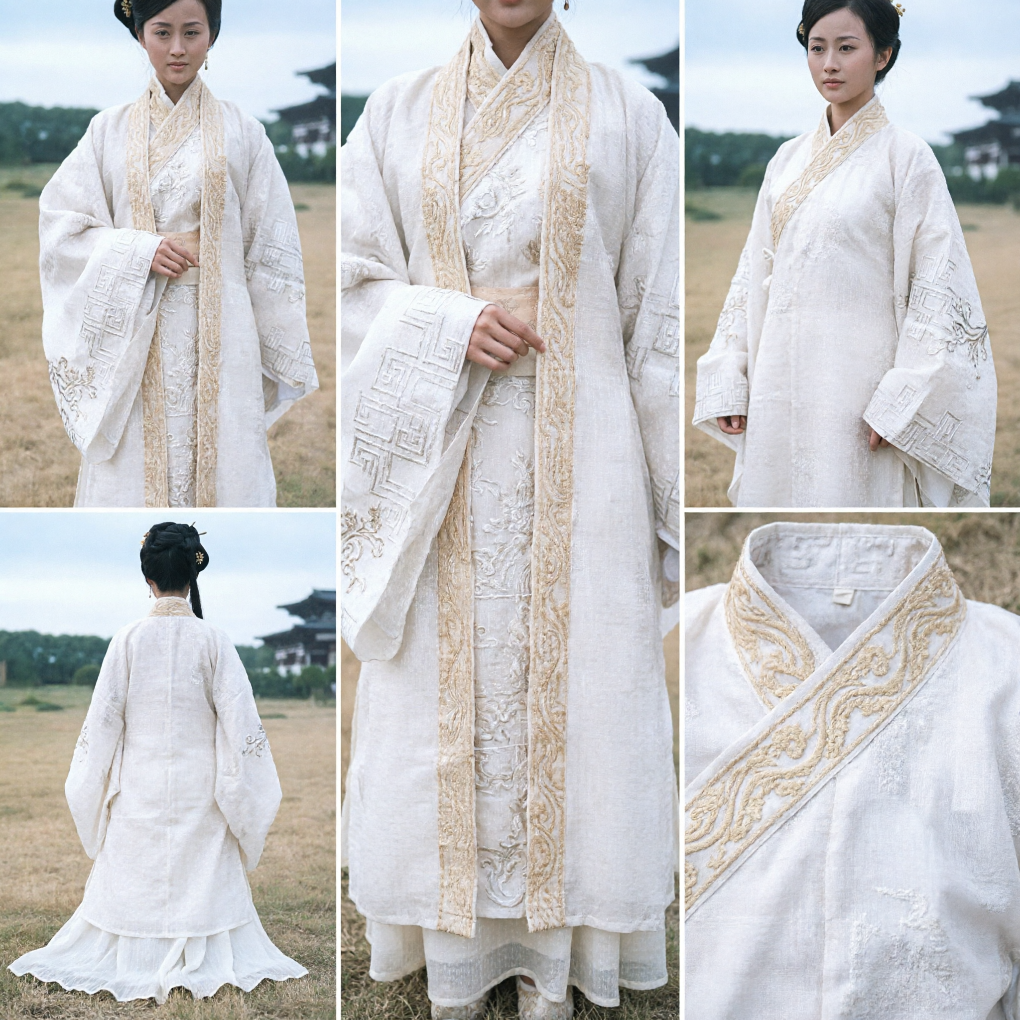 Elegant White Traditional Chinese Hanfu Costume for Women Ancient Period Drama Cosplay and Cultural Events - Asian Costume