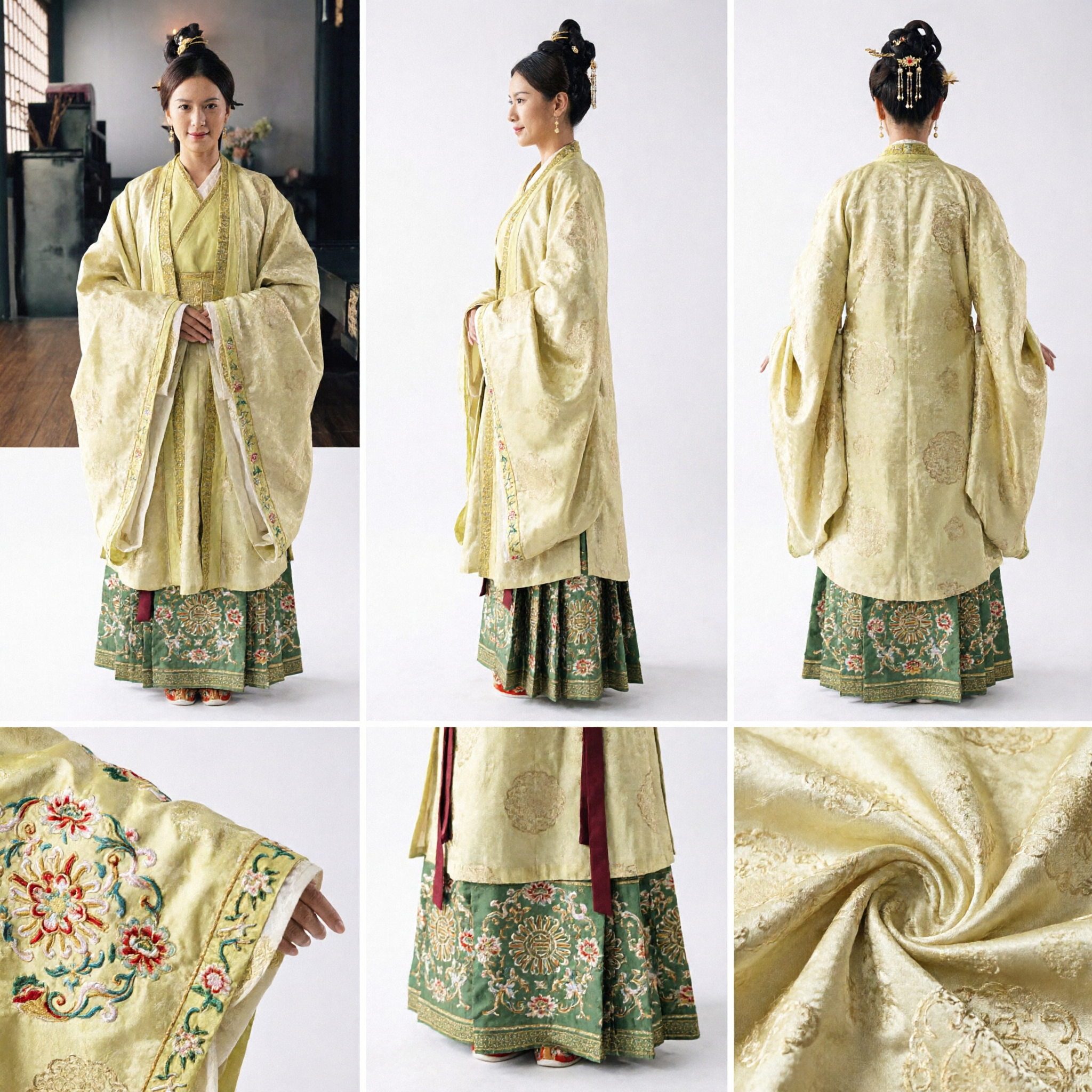 Women's Traditional Chinese Hanfu Costume Ancient Pale Yellow Robe Historical Cosplay Dress for Cultural Performance - Asian Costume