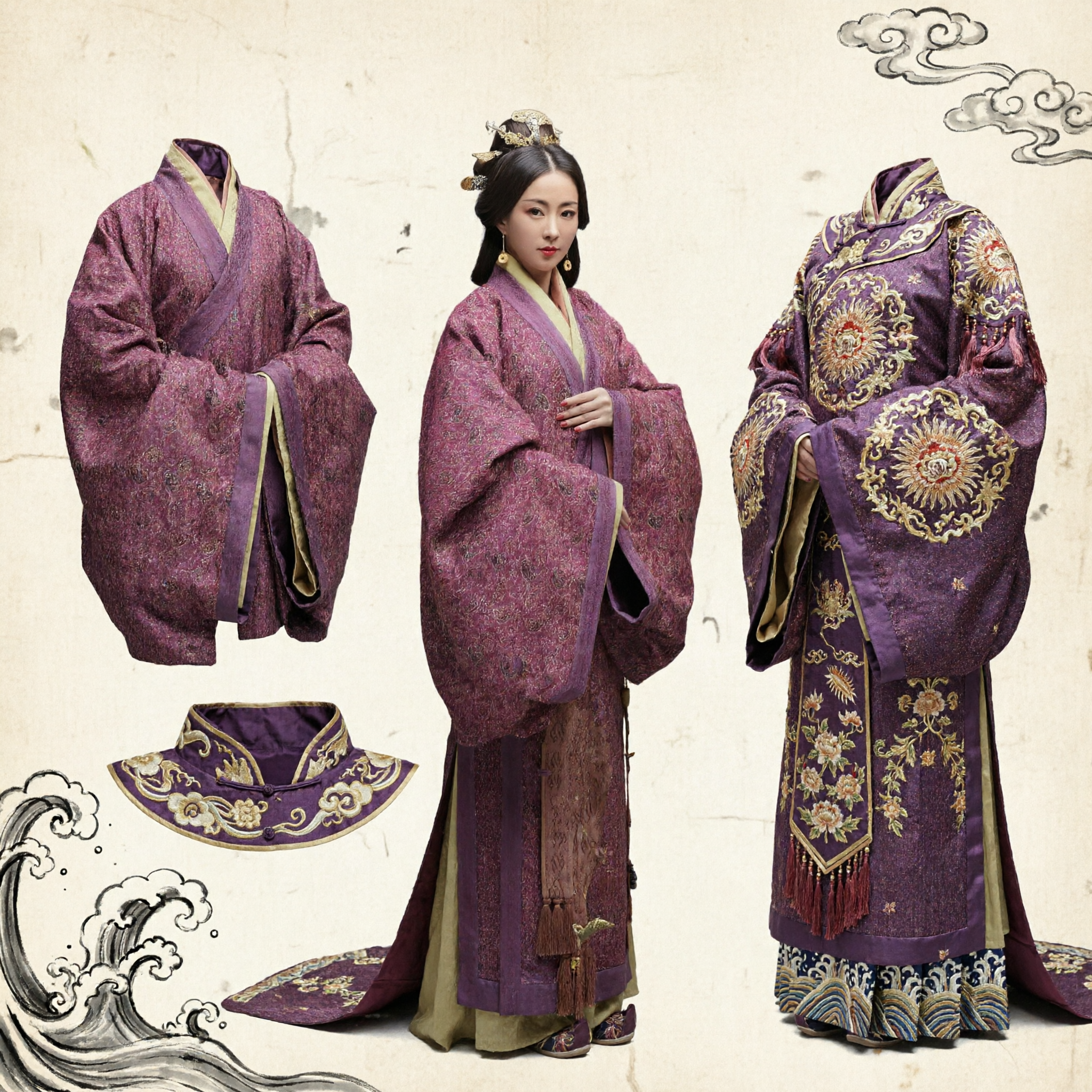 Elegant Purple Ancient Chinese Princess Hanfu Traditional Costume Robe for Women Historical Cosplay Performance - Asian Costume