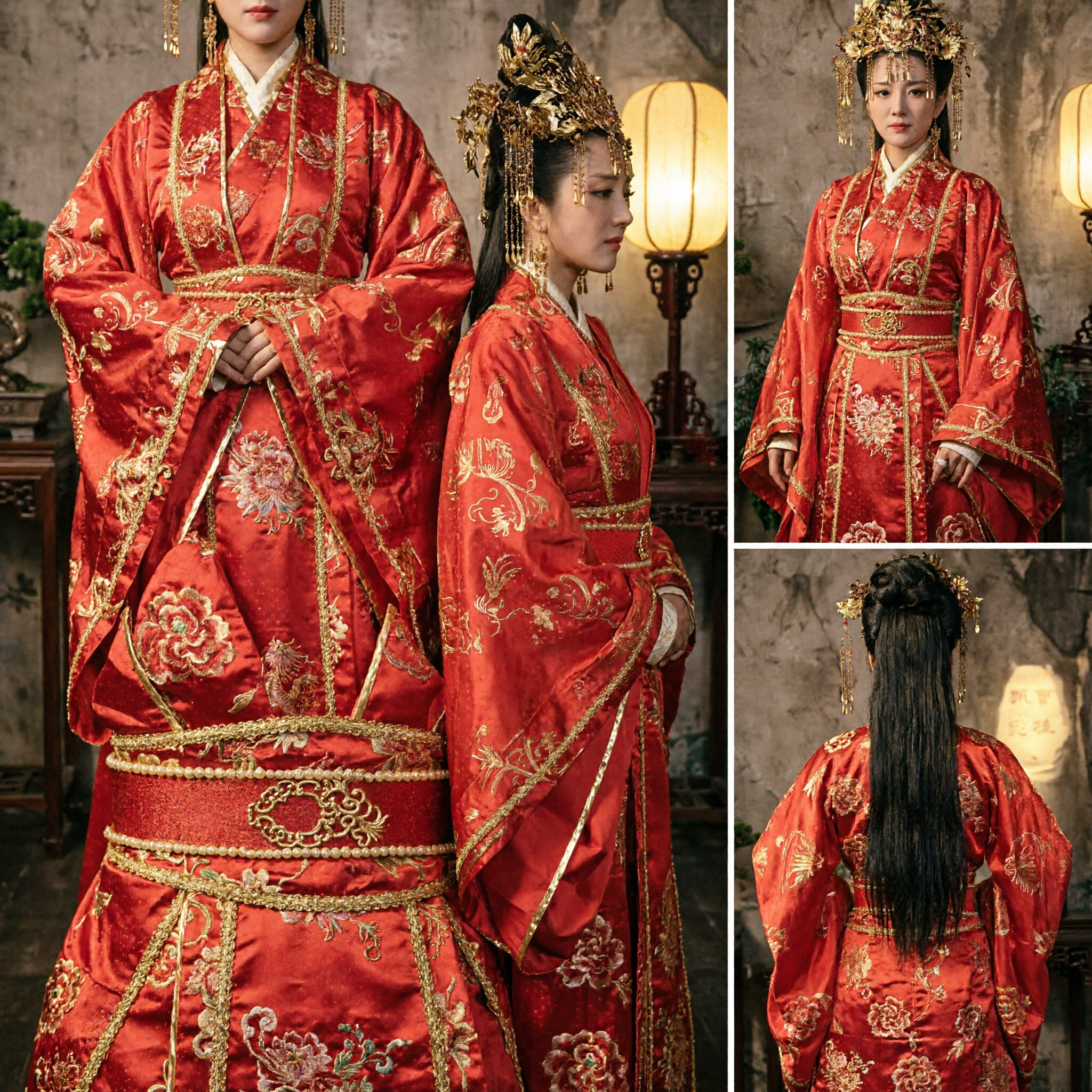 Traditional Chinese Empress Costume Red Hanfu Robe Gold Embroidery Ancient Clothing for Women Cosplay Performance - Asian Costume