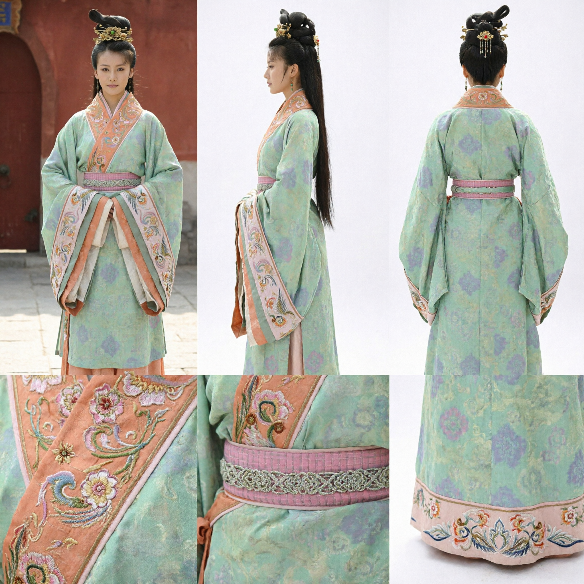 Traditional Chinese Hanfu Costume Ancient Princess Green Embroidered Dress Historical Cosplay Outfit for Women - Asian Costume