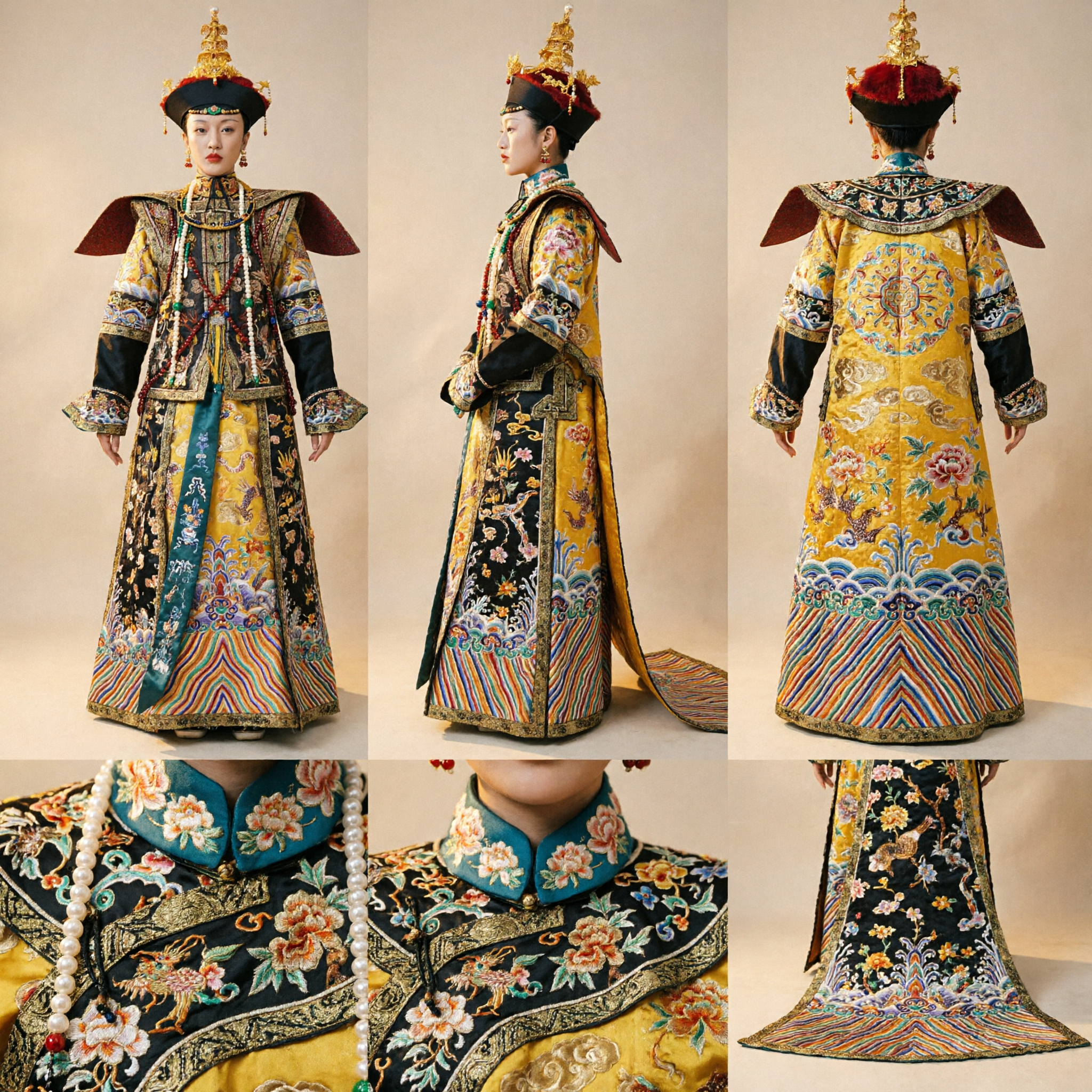 Exquisite Qing Dynasty Empress Chao Fu Court Robe Traditional Chinese Imperial Historical Costume Dress for Women - Asian Costume