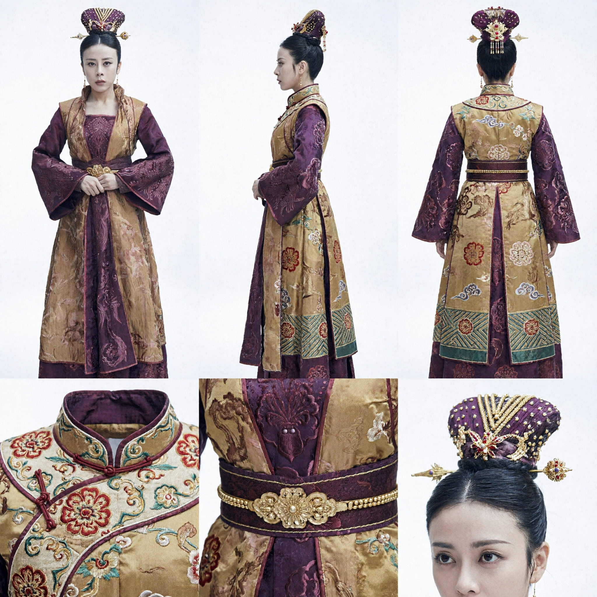 Traditional Chinese Tang Dynasty Noblewoman Hanfu Costume Ancient Palace Lady Purple Gold Dress for Women Cosplay - Asian Costume