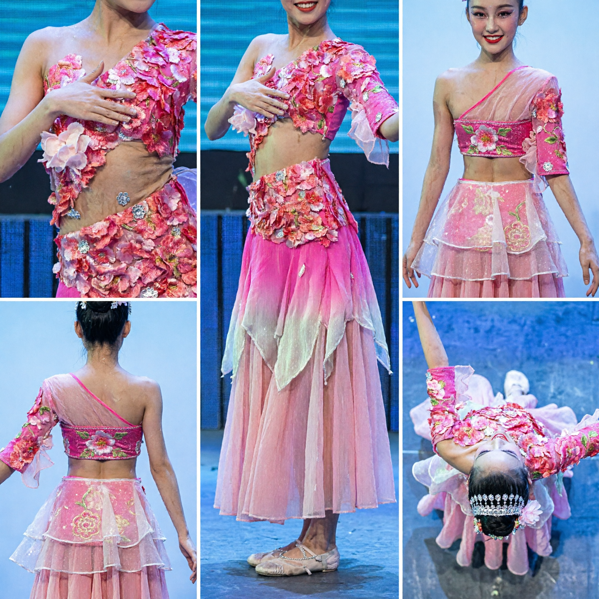Professional Pink Ombre Fairy Butterfly Dance Costume for Women Stage Performance Chinese Folk Dance Competition Dress - Asian Costume