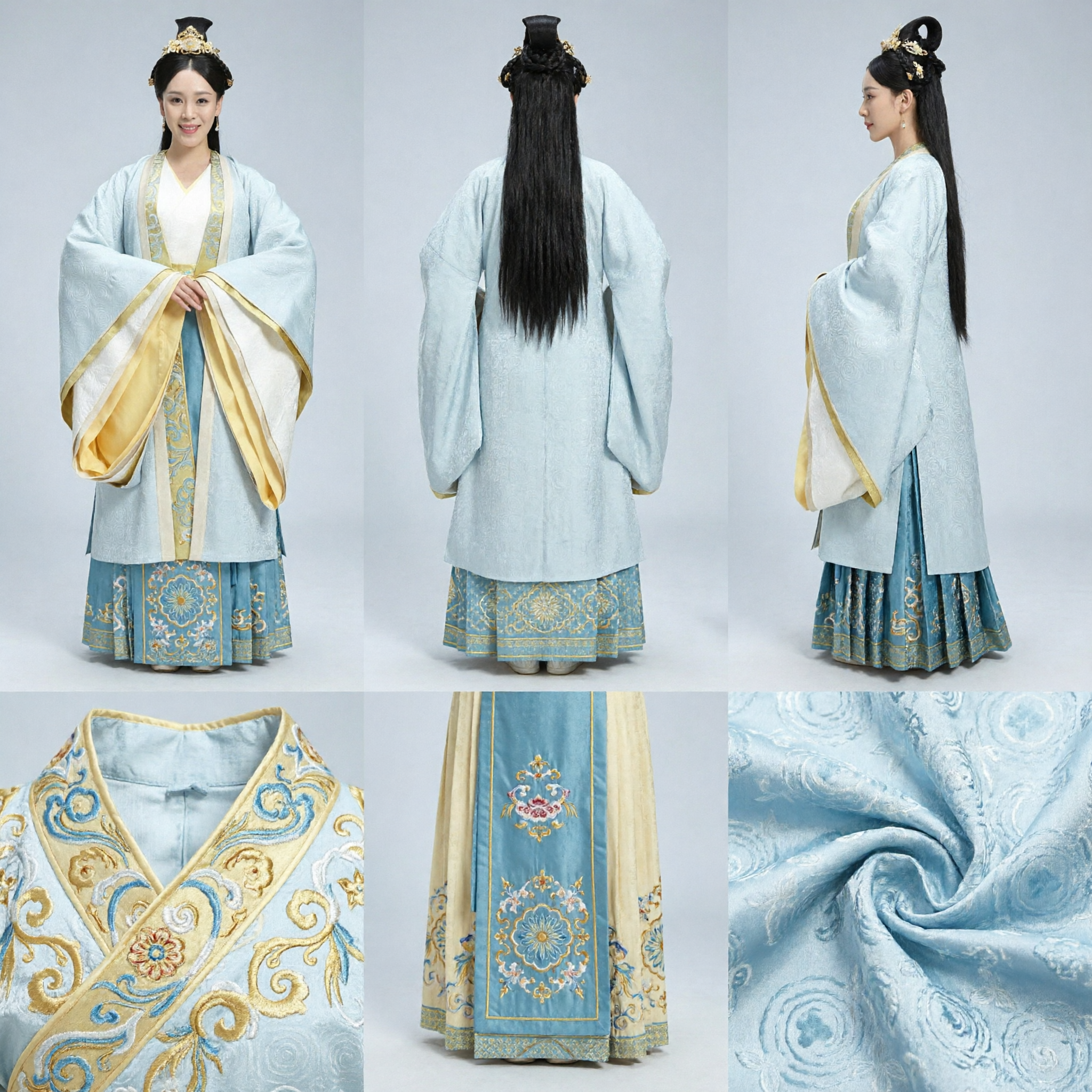 Elegant Ancient Chinese Hanfu Costume for Women Blue Palace Lady Robe Traditional Dress for Cosplay - Asian Costume