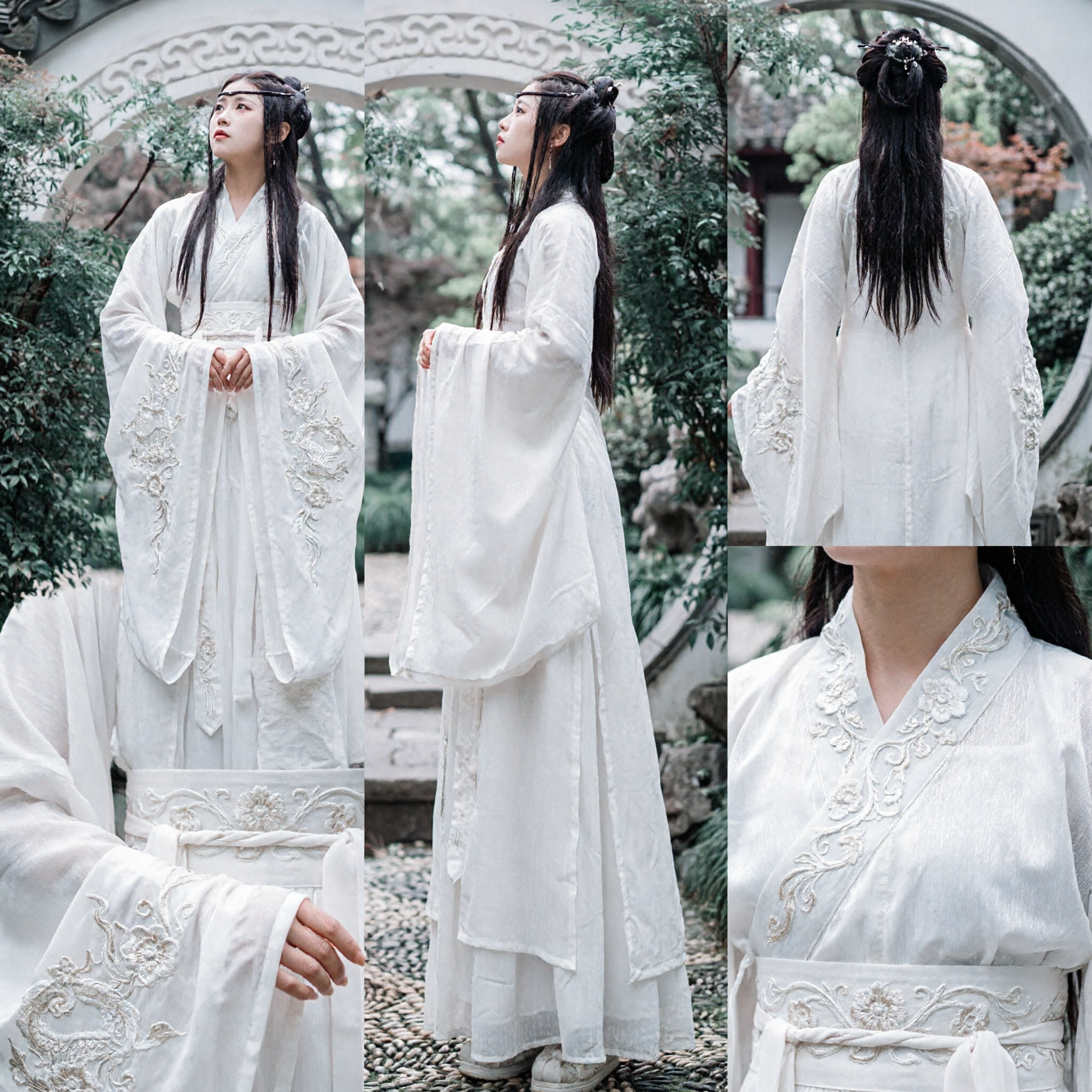 Traditional Chinese White Hanfu Ancient Swordsman Wuxia Costume Robe for Men Women Cosplay Photography - Asian Costume