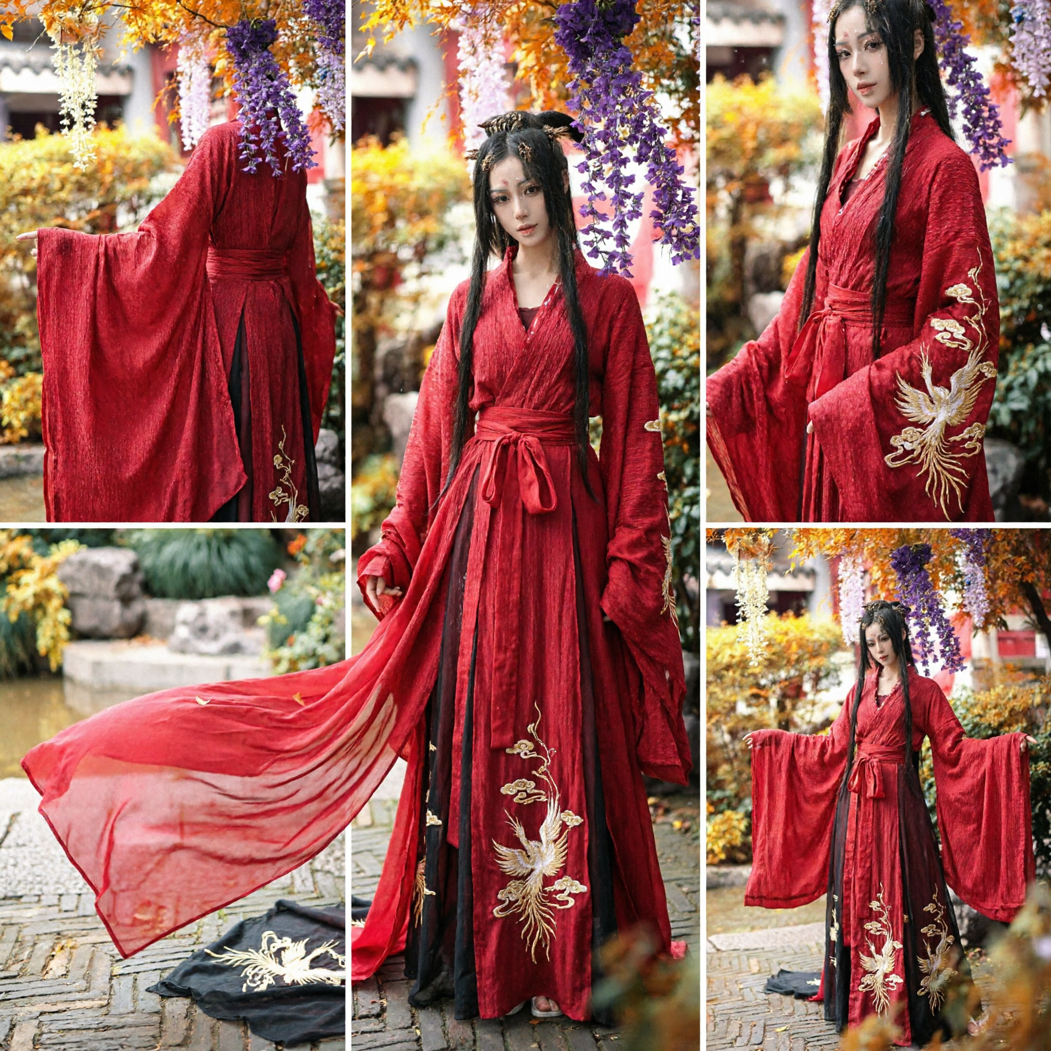 Elegant Red Traditional Chinese Hanfu Ancient Princess Costume for Women Cosplay Photography Performance - Asian Costume