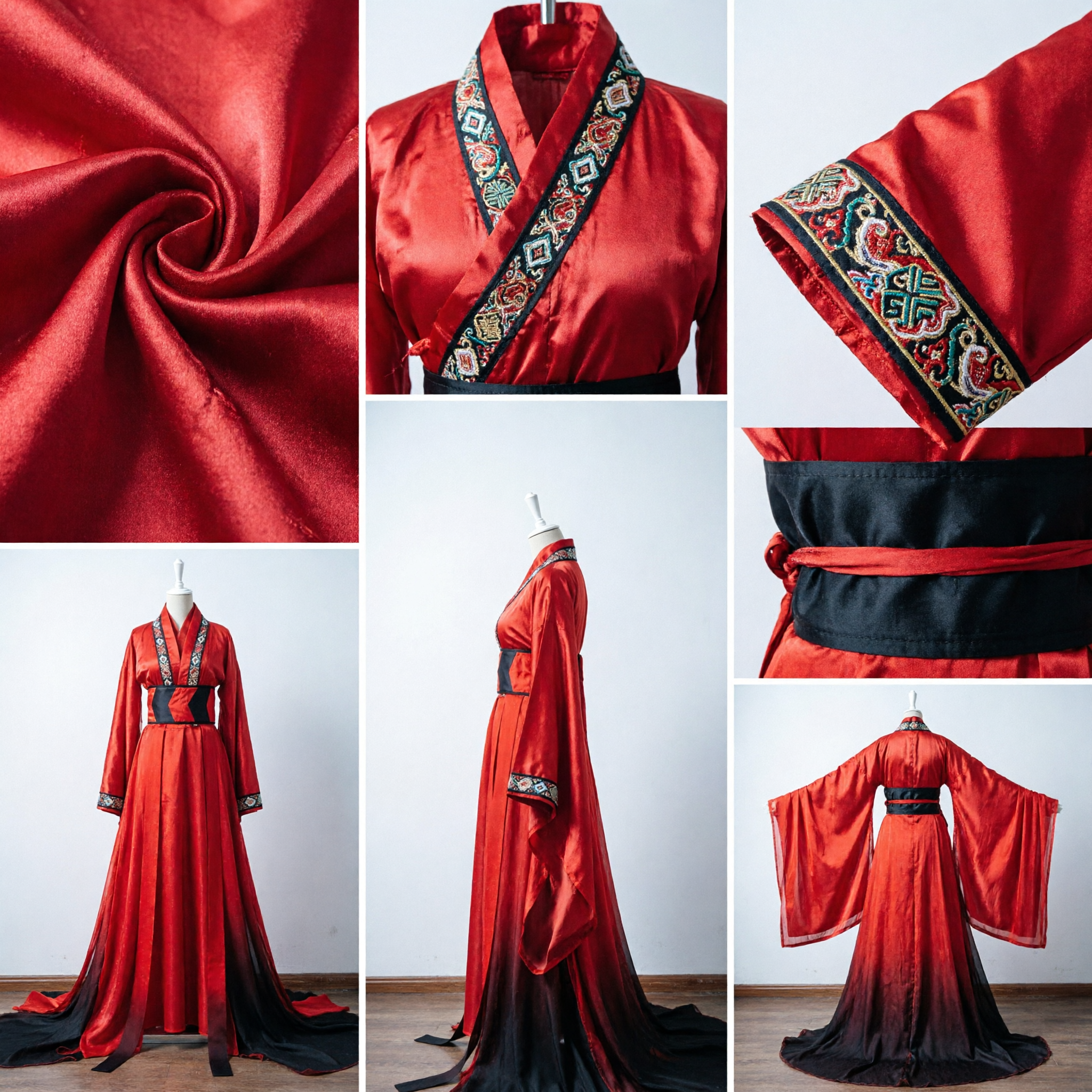 Elegant Red Ancient Chinese Hanfu Dress Traditional Wide Sleeve Robe Fairy Costume for Women Performance - Asian Costume