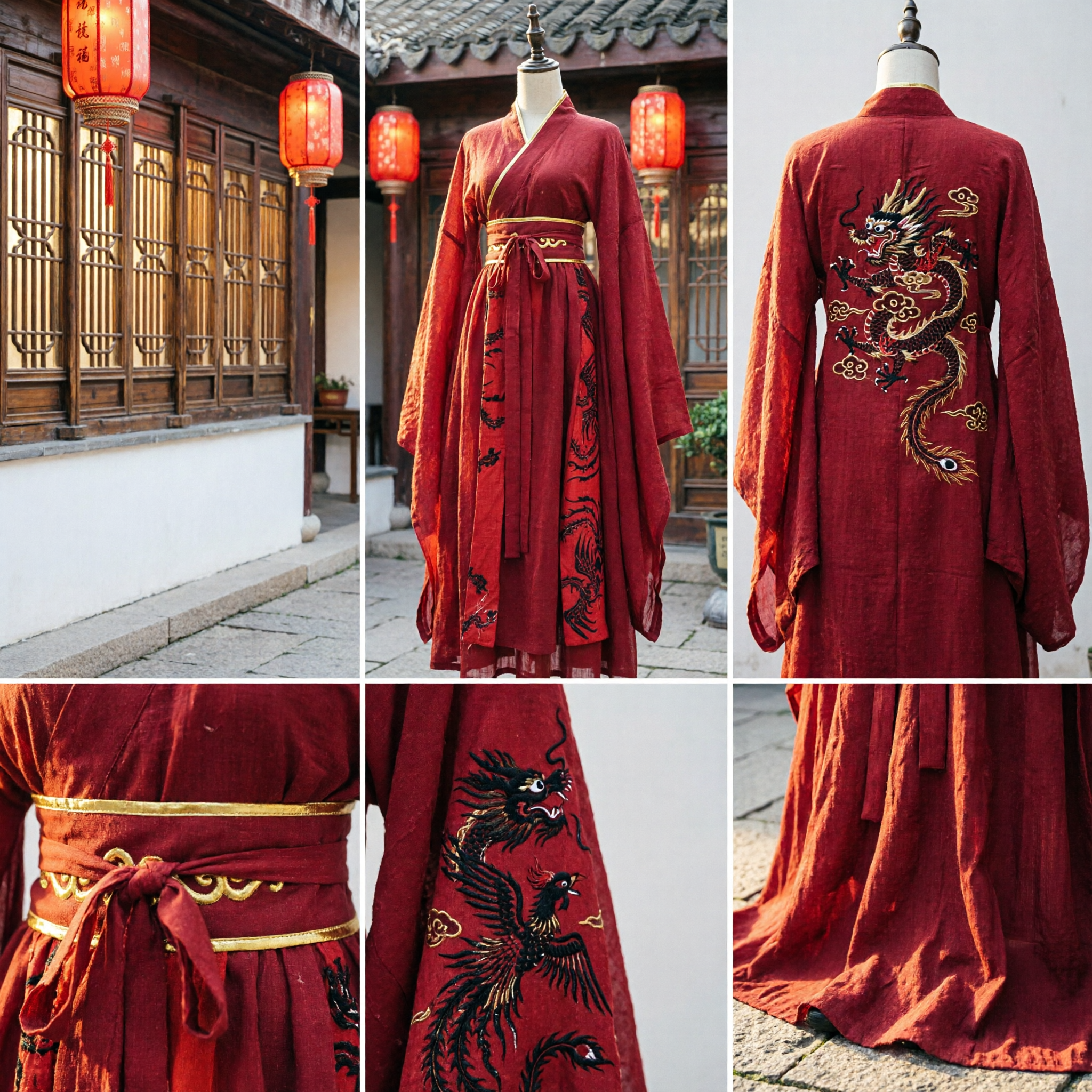 Traditional Chinese Red Hanfu Dress Women Ancient Tang Dynasty Princess Costume Phoenix Embroidery Performance Wear - Asian Costume