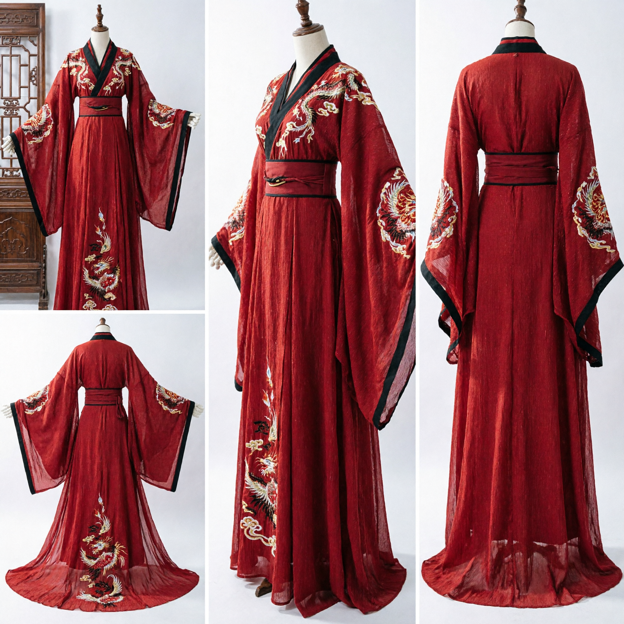 Elegant Red Traditional Chinese Hanfu Ancient Princess Dress with Ink Painting Patterns for Women Cosplay and Performance - Asian Costume
