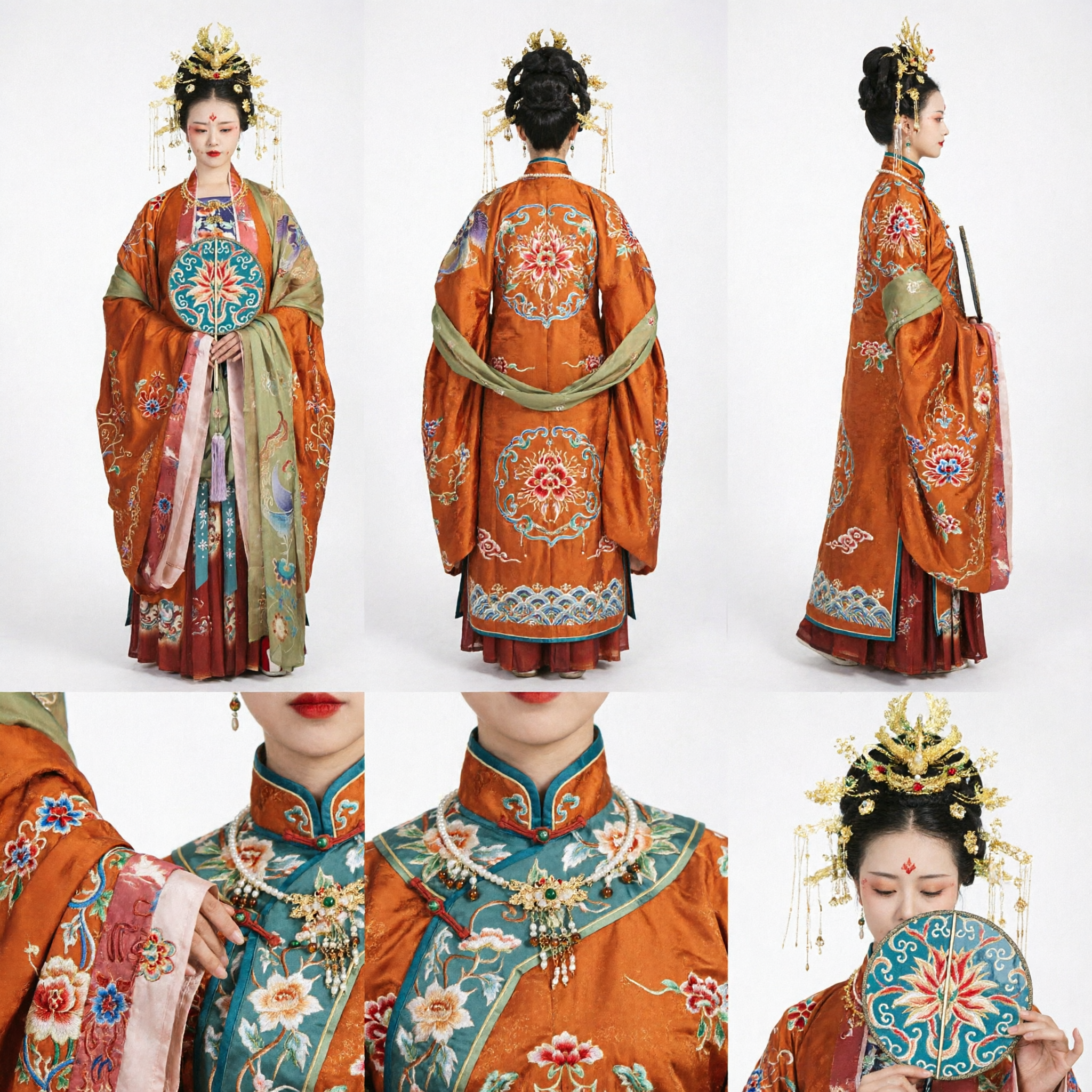 Traditional Chinese Tang Dynasty Hanfu Costume for Women Ancient Palace Lady Embroidered Robe Dress Set - Asian Costume