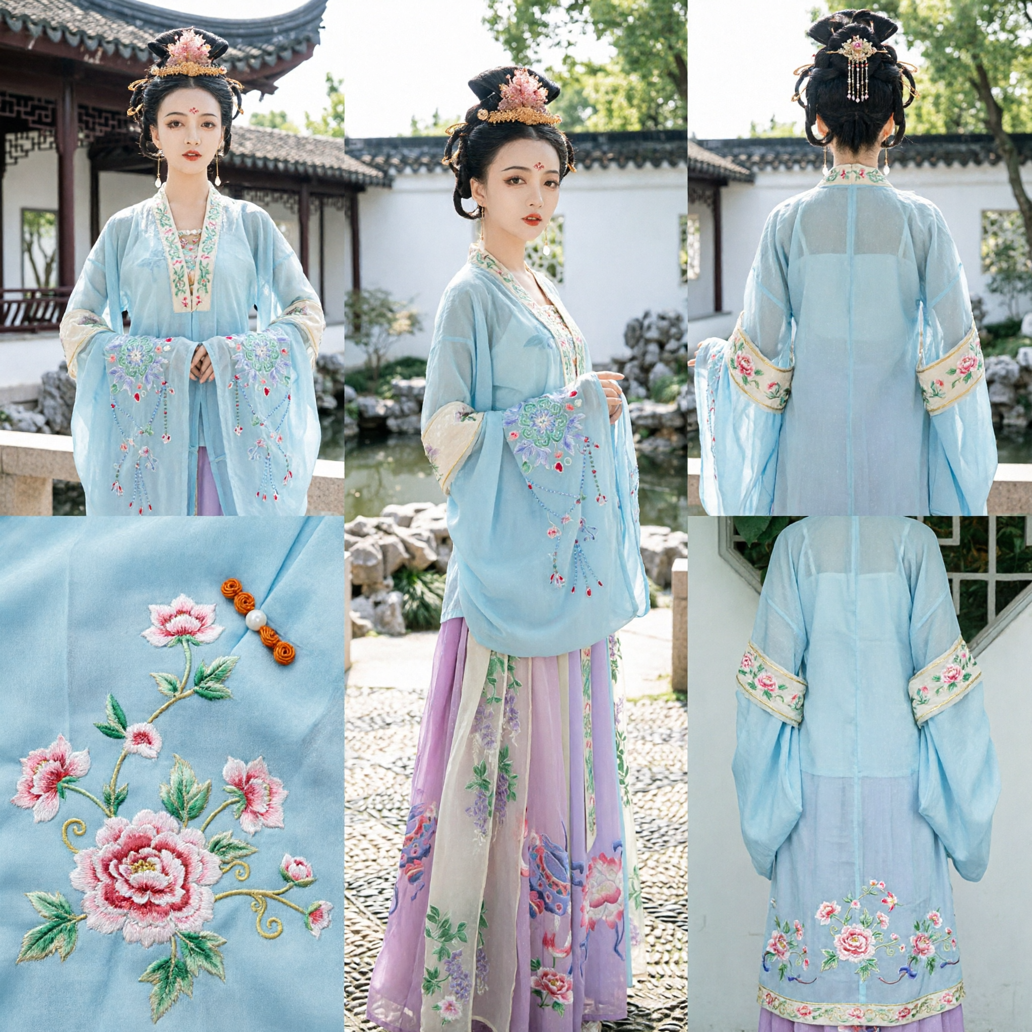 Traditional Chinese Hanfu Tang Dynasty Ruqun Dress Ancient Embroidered Costume for Women Cosplay - Asian Costume