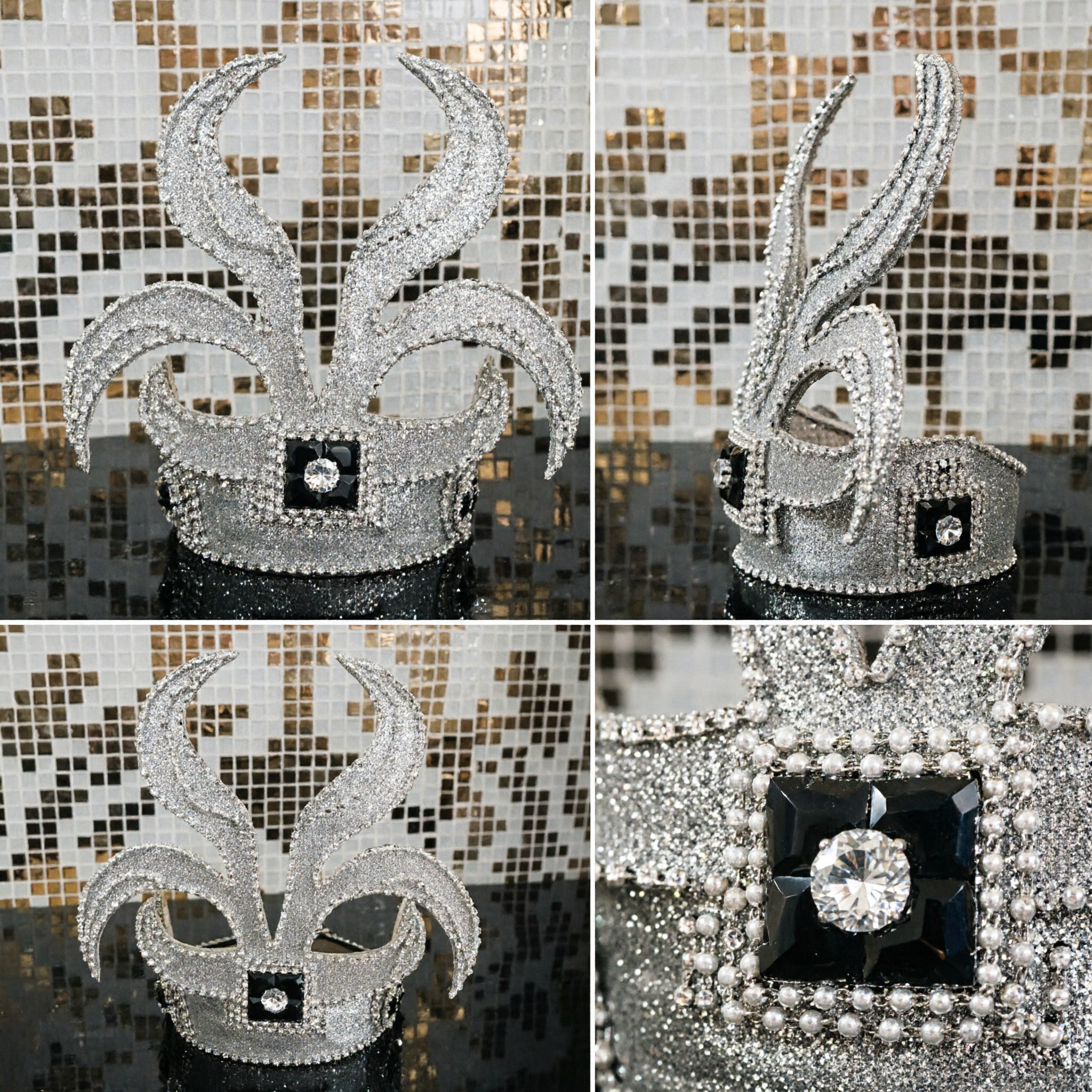 Silver Rhinestone Horn Crown Headpiece for Stage Performance, Carnival, and Traditional Costume Shows - Asian Costume