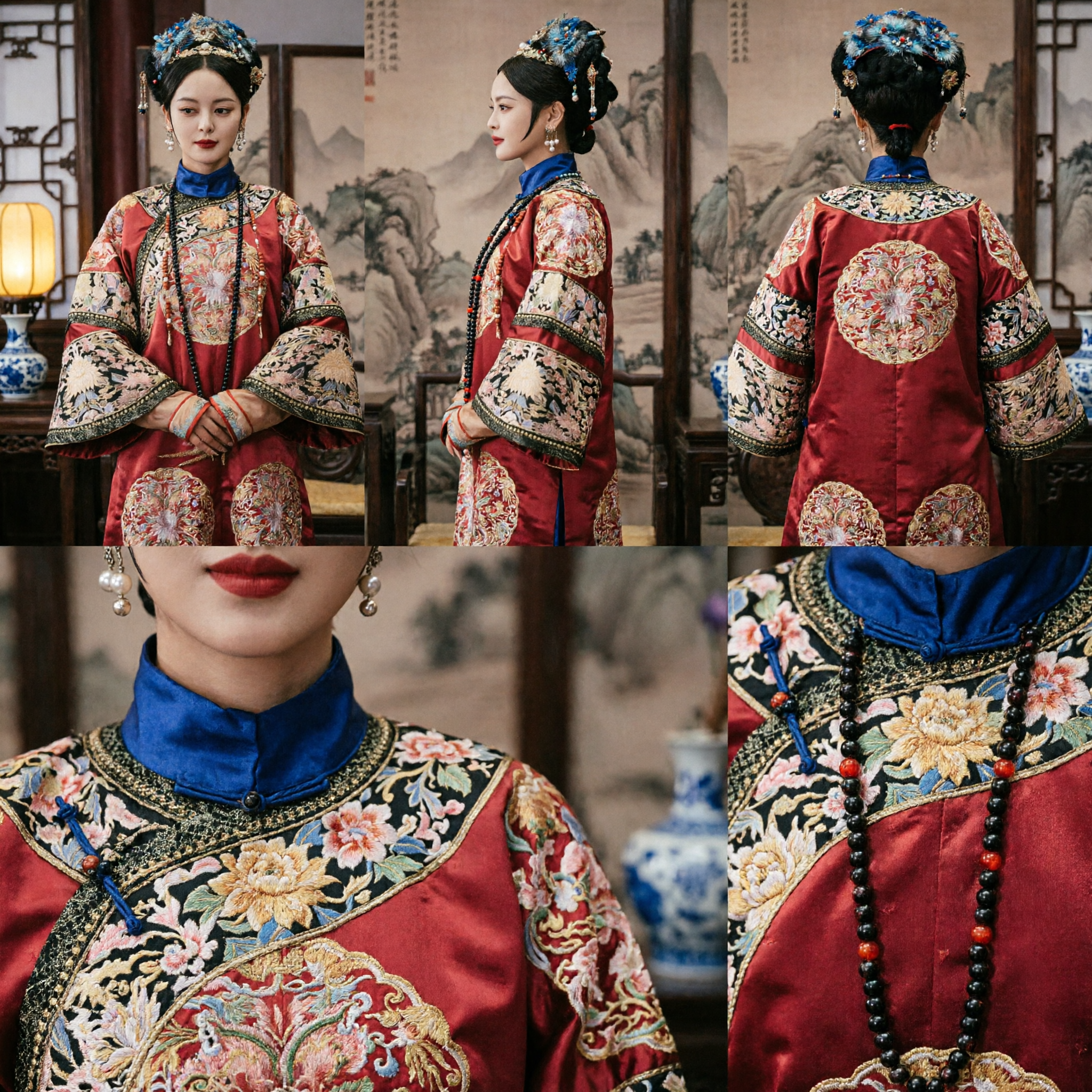 Traditional Chinese Qing Dynasty Manchu Noble Lady Costume Ancient Embroidered Dress for Women Period Drama Cosplay - Asian Costume