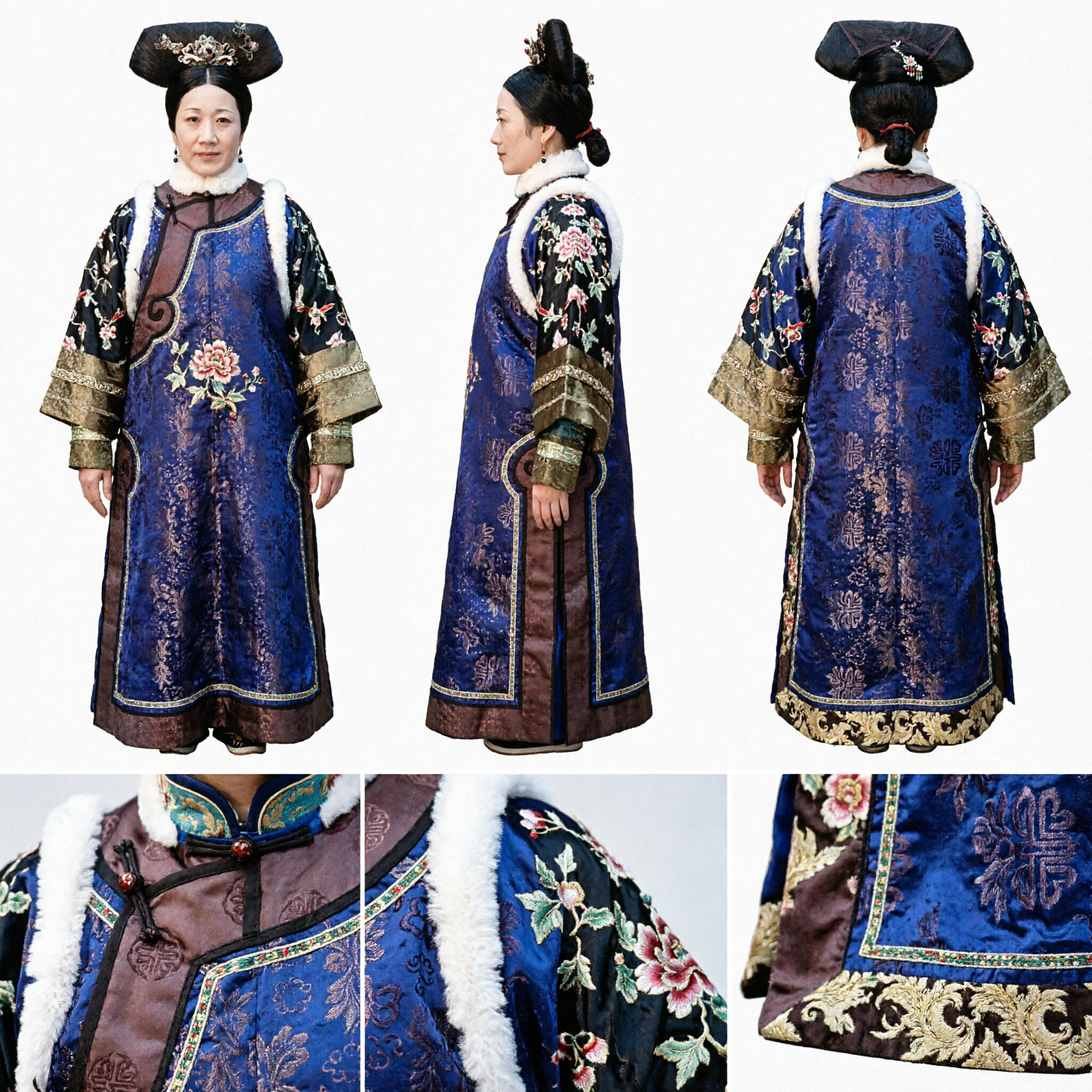 Ancient Chinese Qing Dynasty Manchu Empress Costume Traditional Palace Noble Lady Robe for Women - Asian Costume