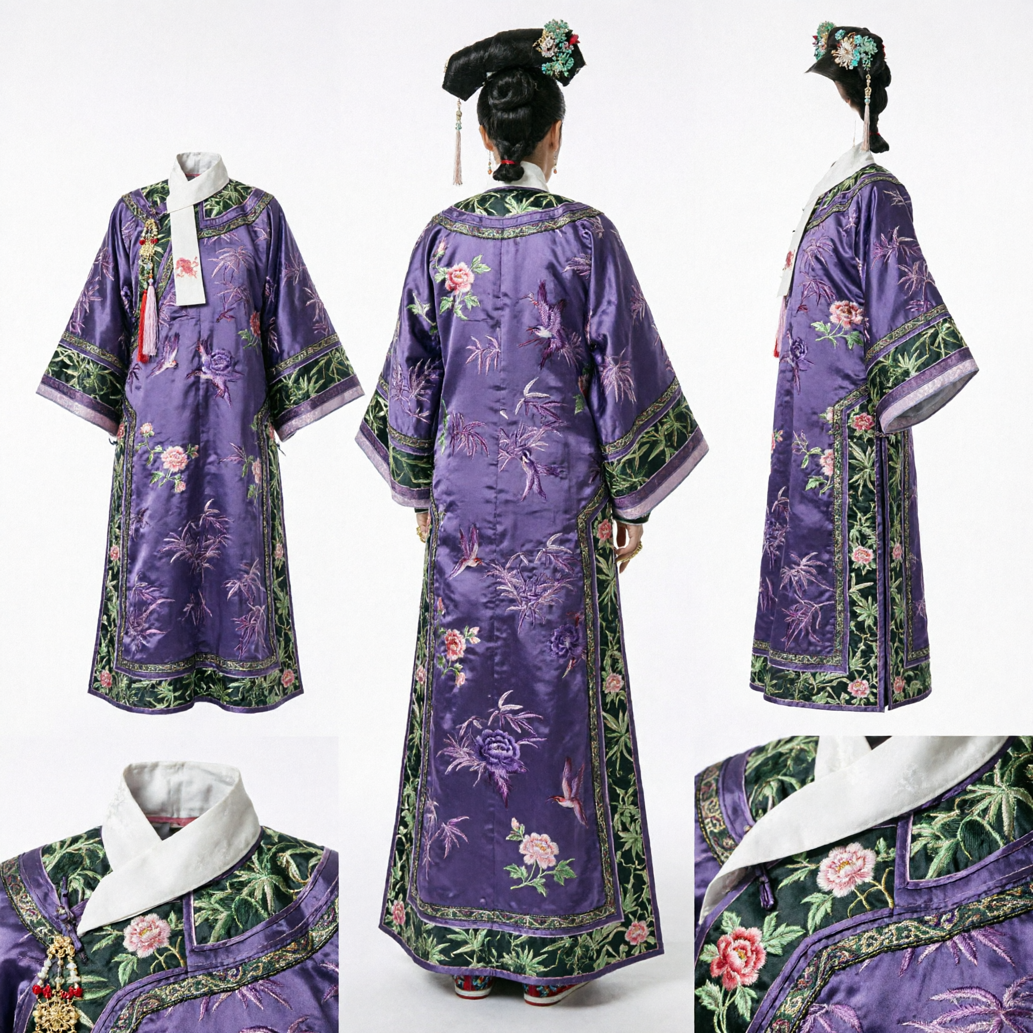 Traditional Chinese Qing Dynasty Empress Purple Embroidered Robe Ancient Manchu Princess Costume for Women Cosplay - Asian Costume