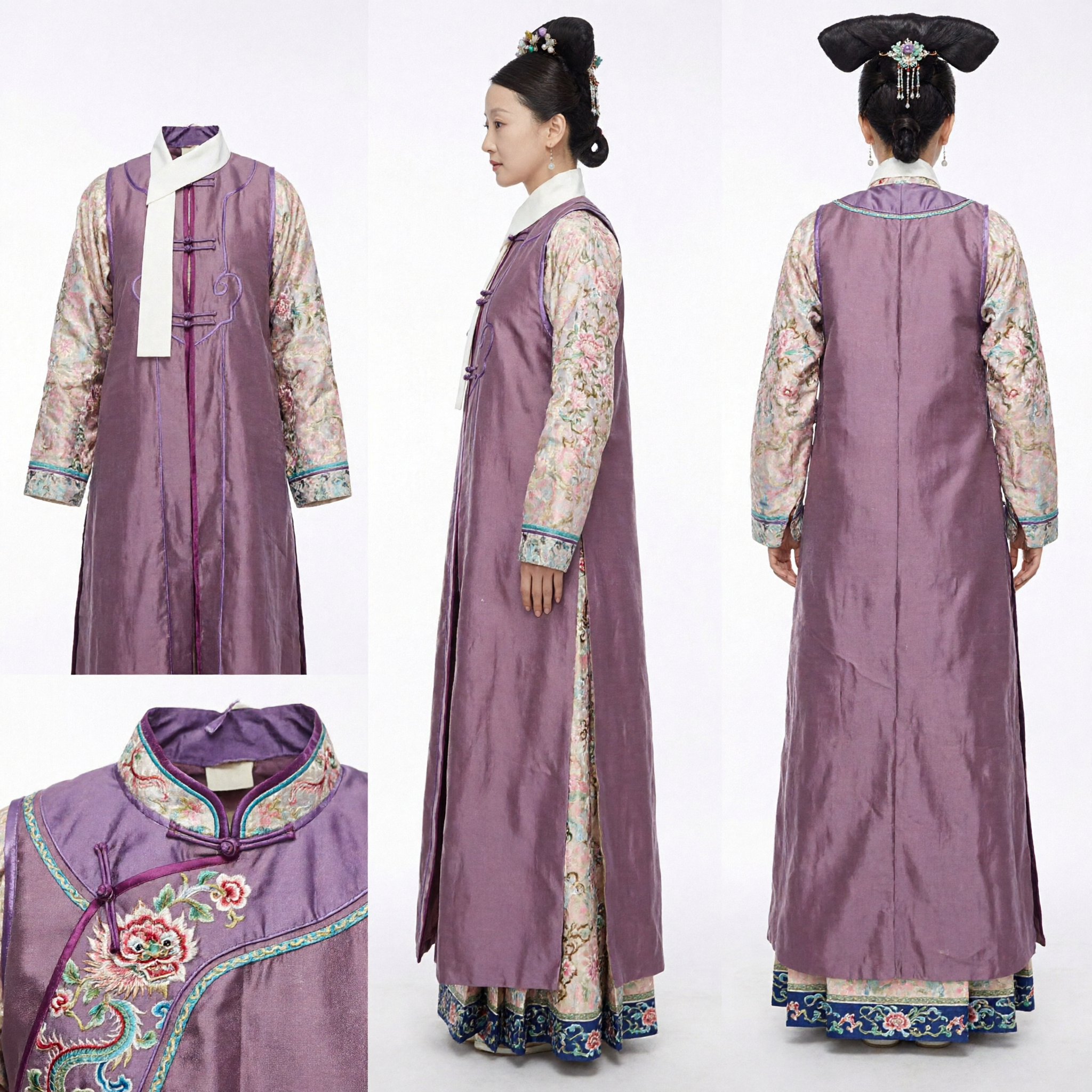 Traditional Chinese Qing Dynasty Purple Palace Lady Costume Ancient Manchu Concubine Dress for Women Cosplay - Asian Costume