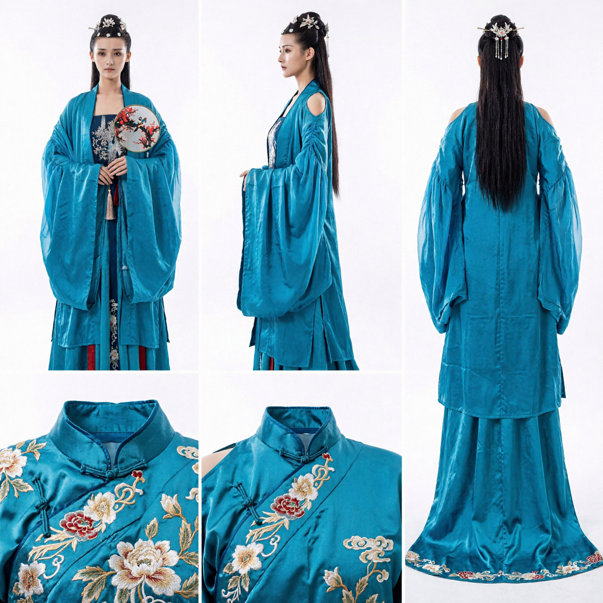 Ancient Chinese Blue Hanfu Dress Traditional Tang Dynasty Palace Princess Costume for Women Cosplay and Photography - Asian Costume