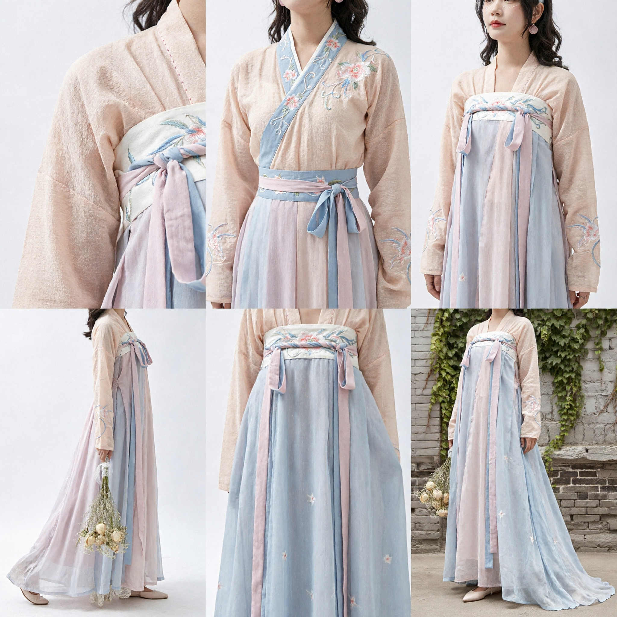 Elegant Pink and Blue Traditional Chinese Hanfu Dress Ancient Fairy Costume for Women Special Occasions - Asian Costume