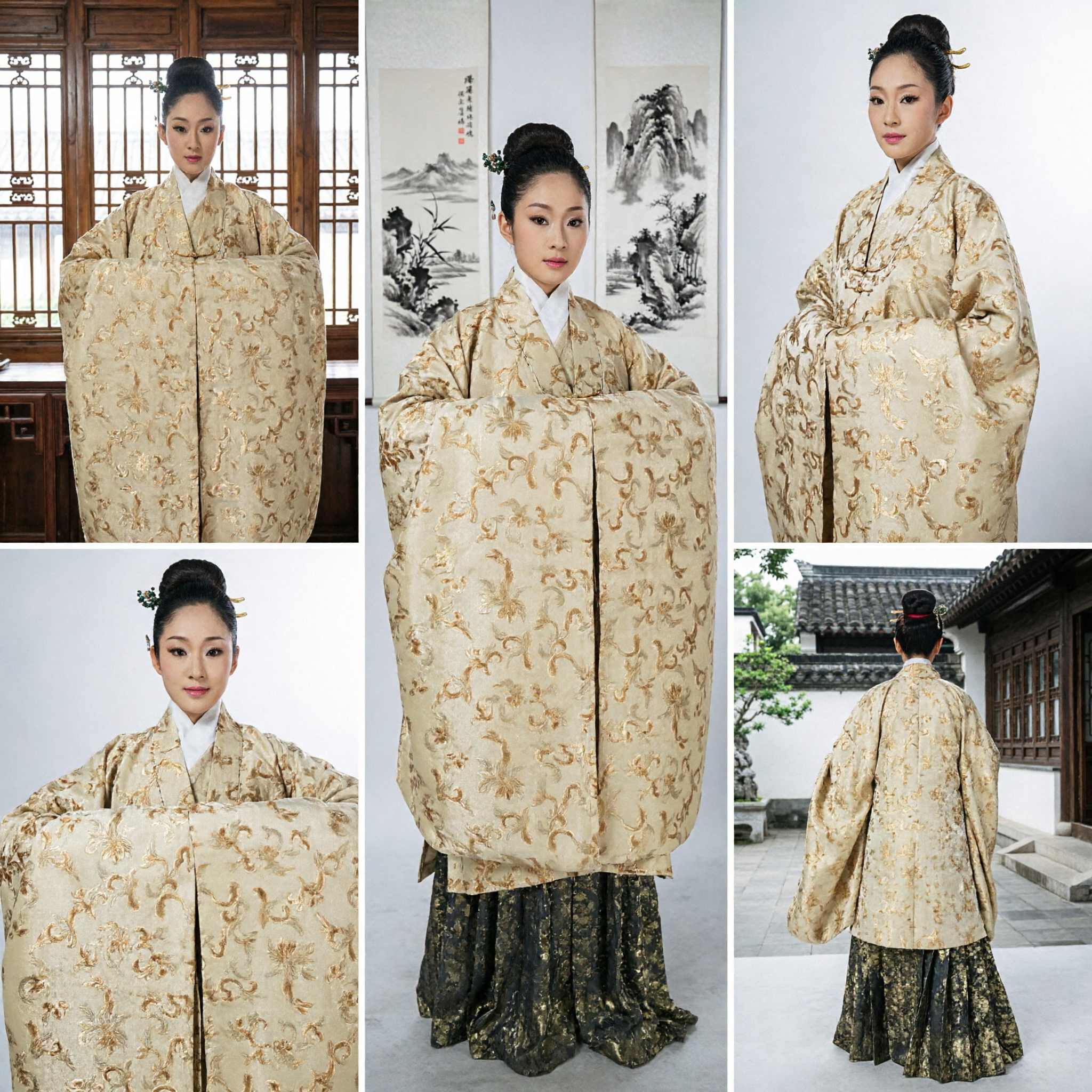 Ancient Chinese Hanfu Traditional Palace Princess Costume Elegant Gold Robe for Women Cosplay and Photography - Asian Costume