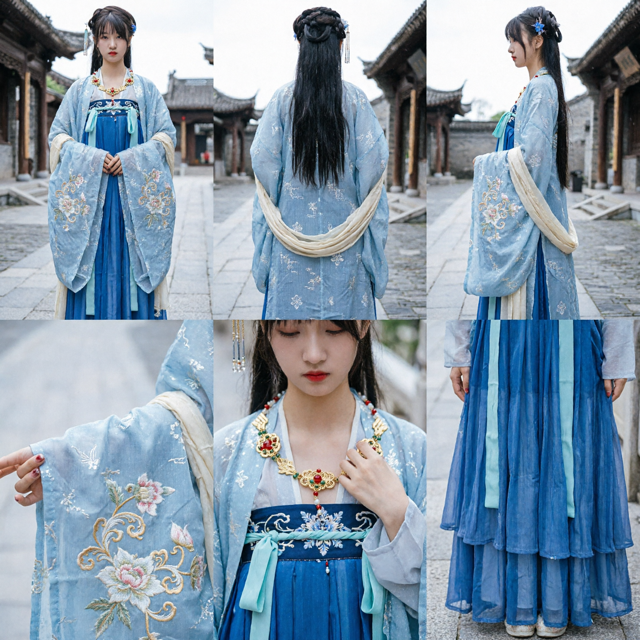 Elegant Blue Traditional Chinese Hanfu Ancient Costume Fairy Dress for Women Photography Cosplay Performance - Asian Costume