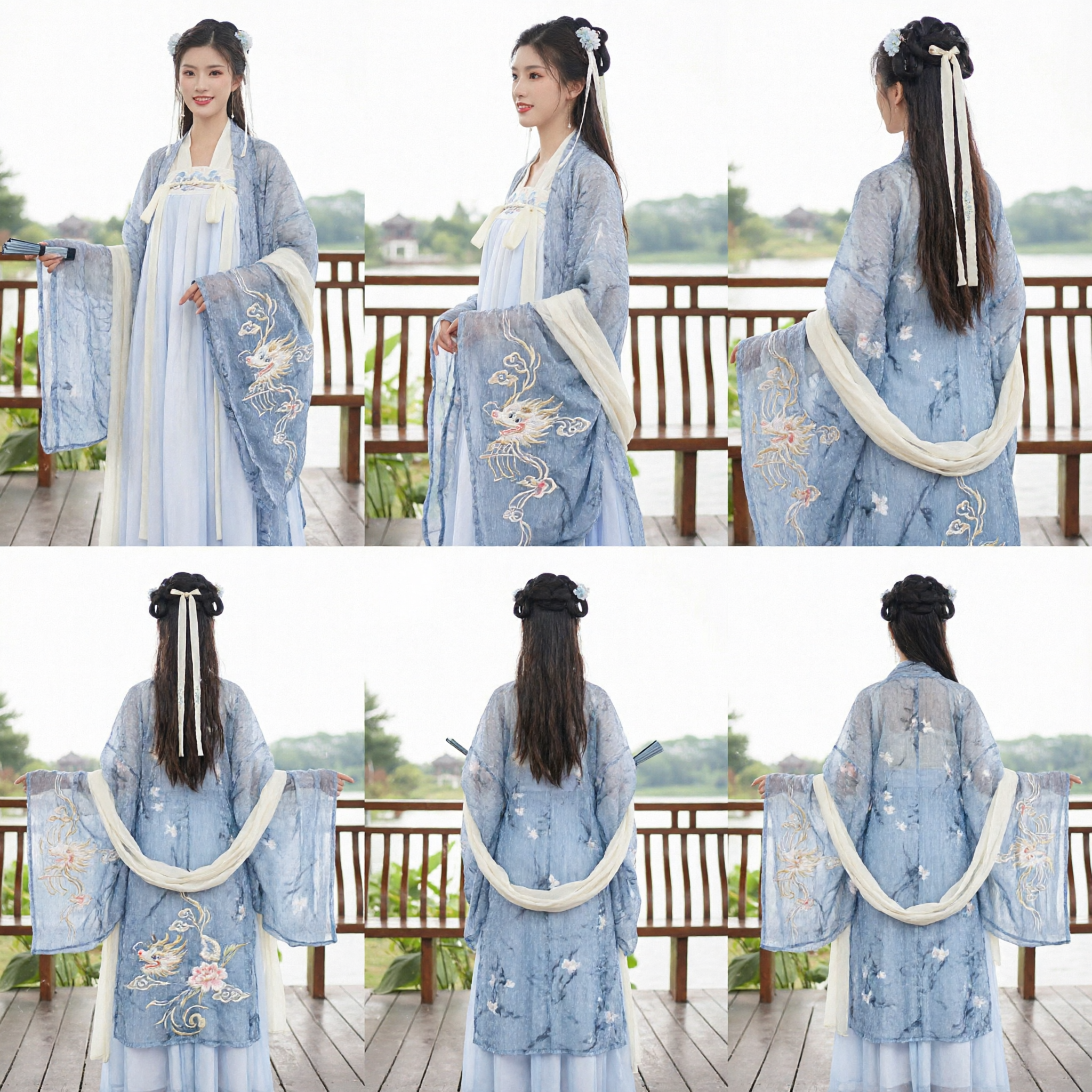 Elegant Blue Traditional Chinese Hanfu Dress Tang Dynasty Palace Style Ancient Costume for Women - Asian Costume