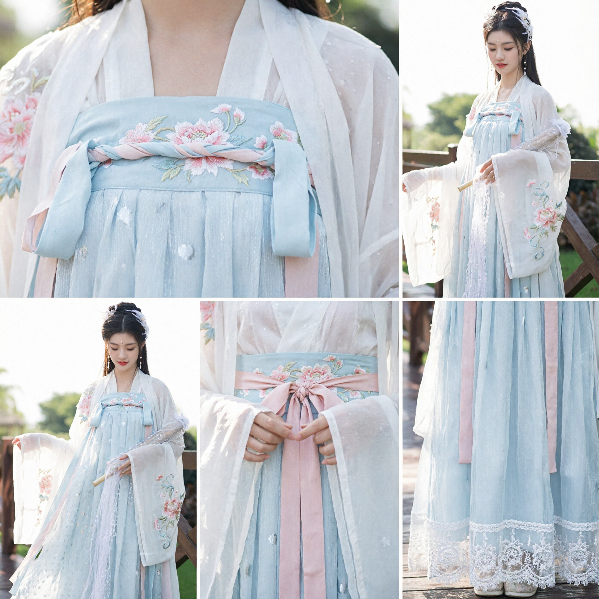 Traditional Chinese Hanfu Blue Fairy Dress Ancient Tang Dynasty Princess Costume Embroidered Robe for Women - Asian Costume