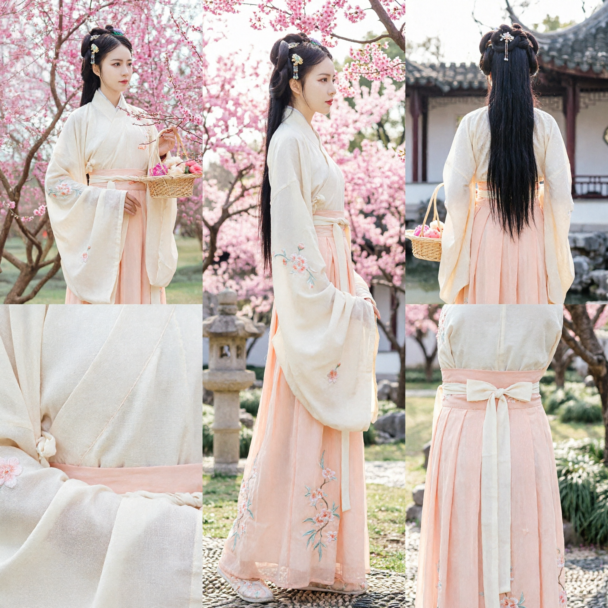 Traditional Chinese Hanfu Dress Ancient Princess Costume Pink and White Fairy Clothing for Women Performance - Asian Costume