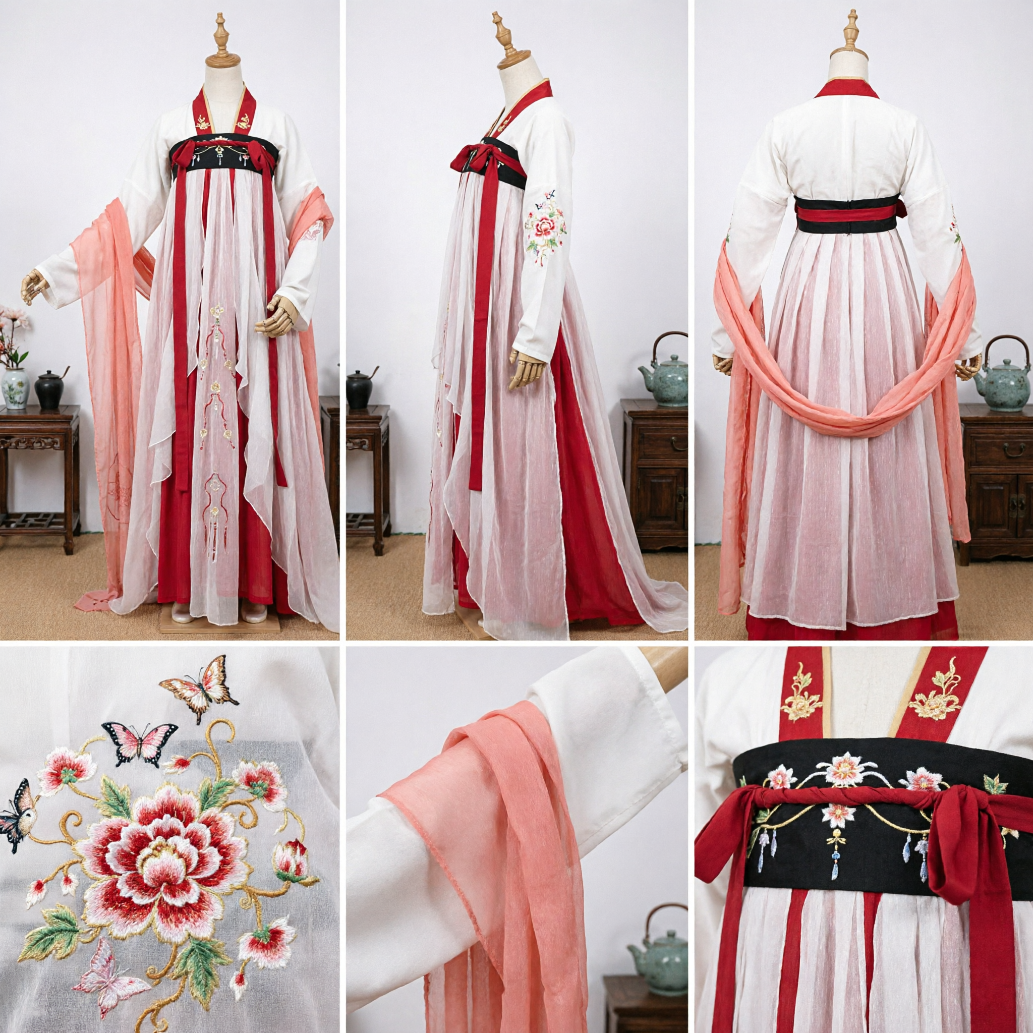 Traditional Chinese Hanfu Costume Ancient Fairy Dress Elegant White and Red Outfit for Women Cosplay - Asian Costume