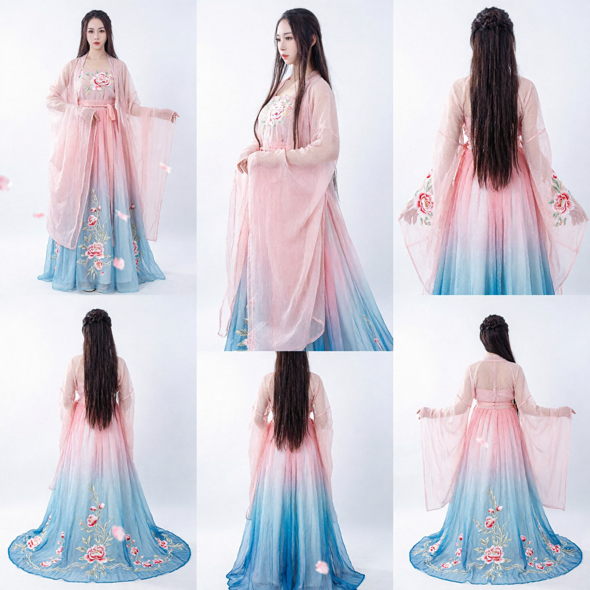 Ethereal Pink Traditional Chinese Hanfu Fairy Ancient Costume Flowing Dress for Women Cosplay Performance - Asian Costume