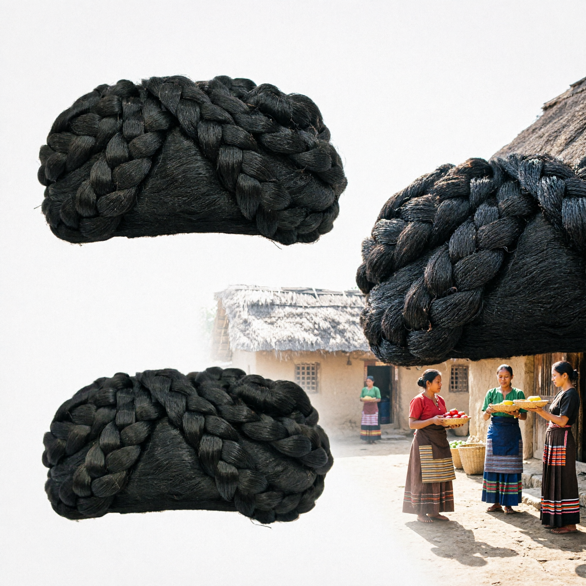 Traditional Chinese Ancient Wig Black Braided Hair Bun for Hanfu Cosplay Women Costume Accessories - Asian Costume