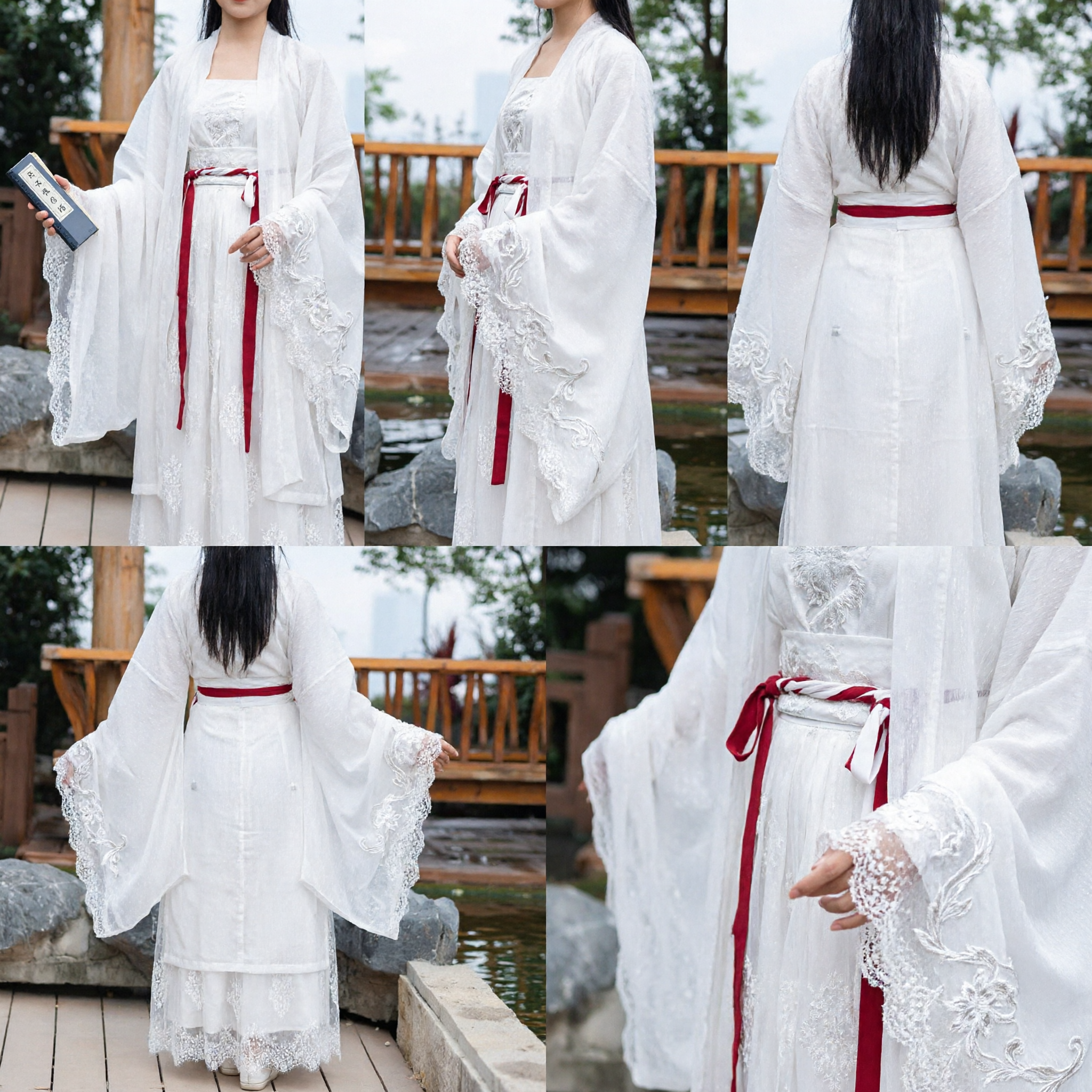 White Ancient Chinese Hanfu Women Traditional Costume Elegant Fairy Dress Embroidered Wide Sleeve for Performance - Asian Costume
