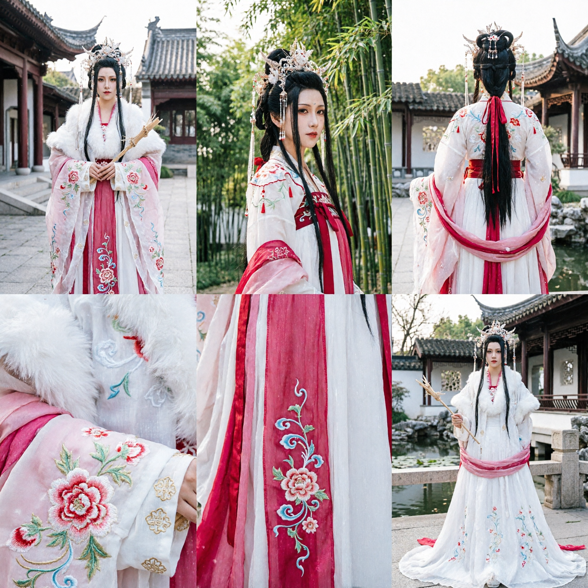 Elegant Ancient Chinese Hanfu Costume Pink White Fairy Dress Traditional Immortal Princess Robe for Women Performance - Asian Costume