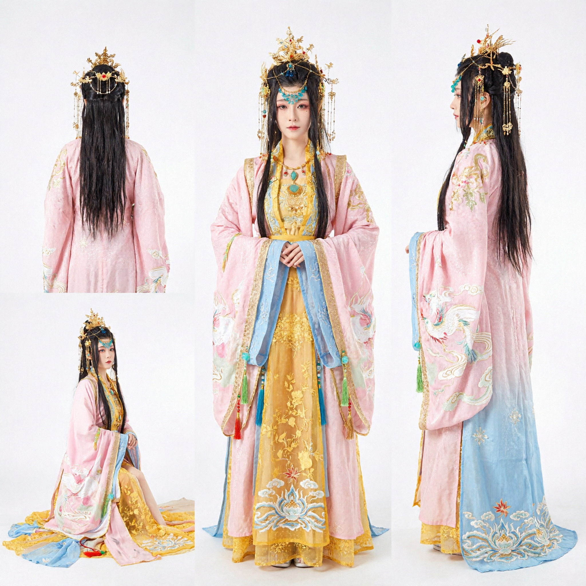 Women's Traditional Chinese Hanfu Costume Tang Dynasty Palace Lady Dress with Umbrella and Headpiece Set - Asian Costume