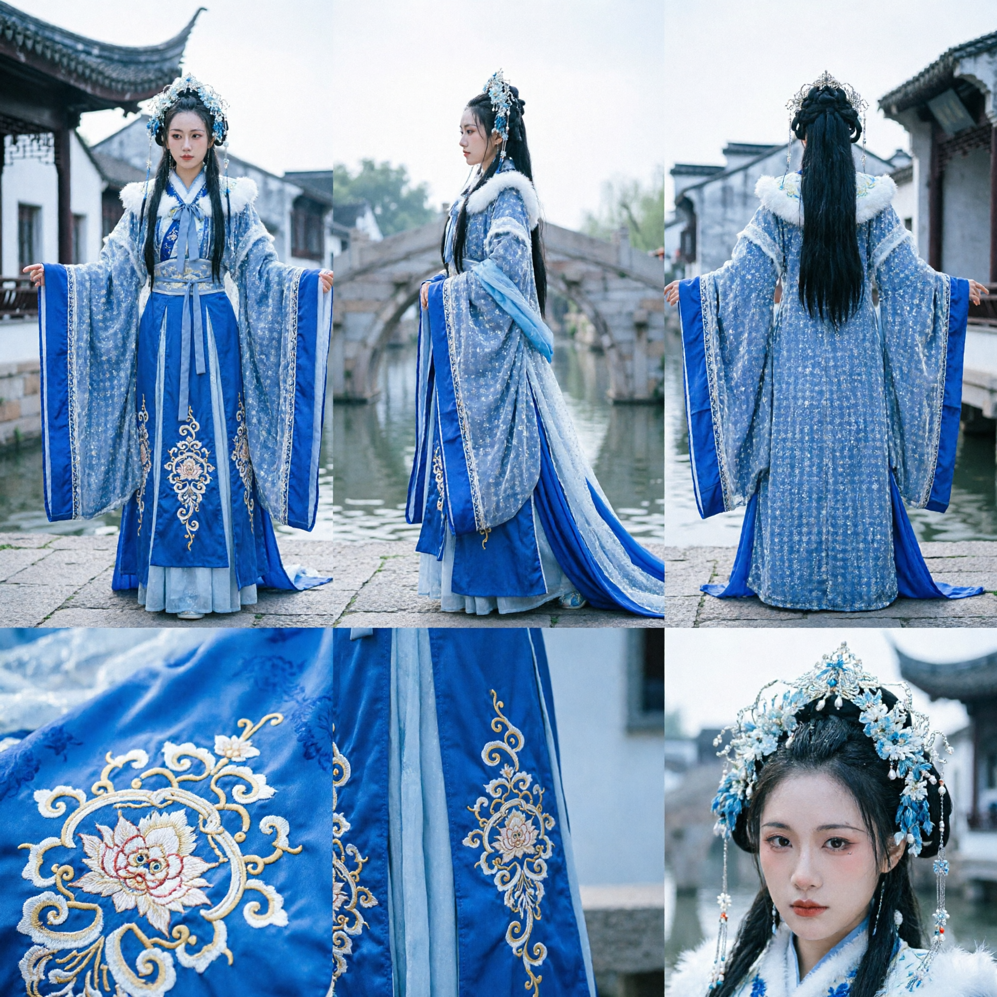 Exquisite Blue Ancient Chinese Princess Hanfu Costume Traditional Fairy Dress for Women Cosplay Performance - Asian Costume