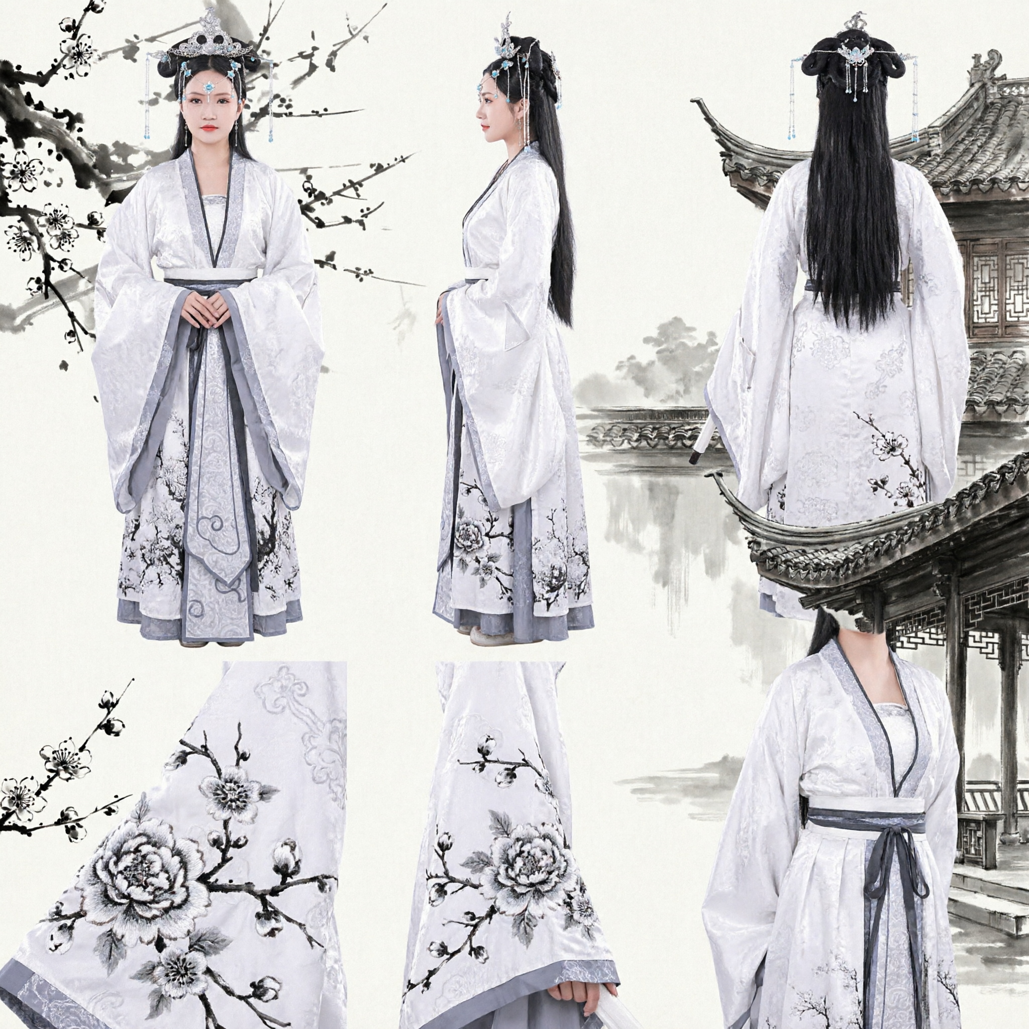 Traditional Chinese Hanfu Costume for Mother and Daughter Ancient Princess Fairy Dress with Sword and Hair Accessories - Asian Costume