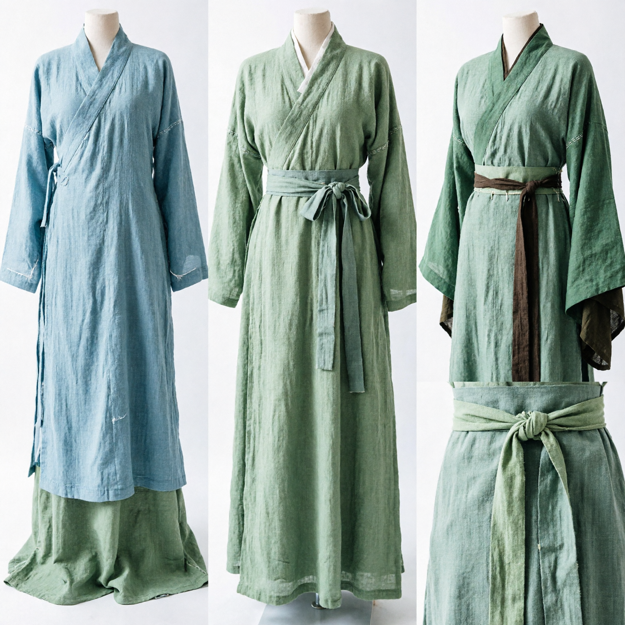 Men's Ancient Chinese Hanfu Green Robe Traditional Wuxia Costume for Cosplay and Cultural Performance - Asian Costume