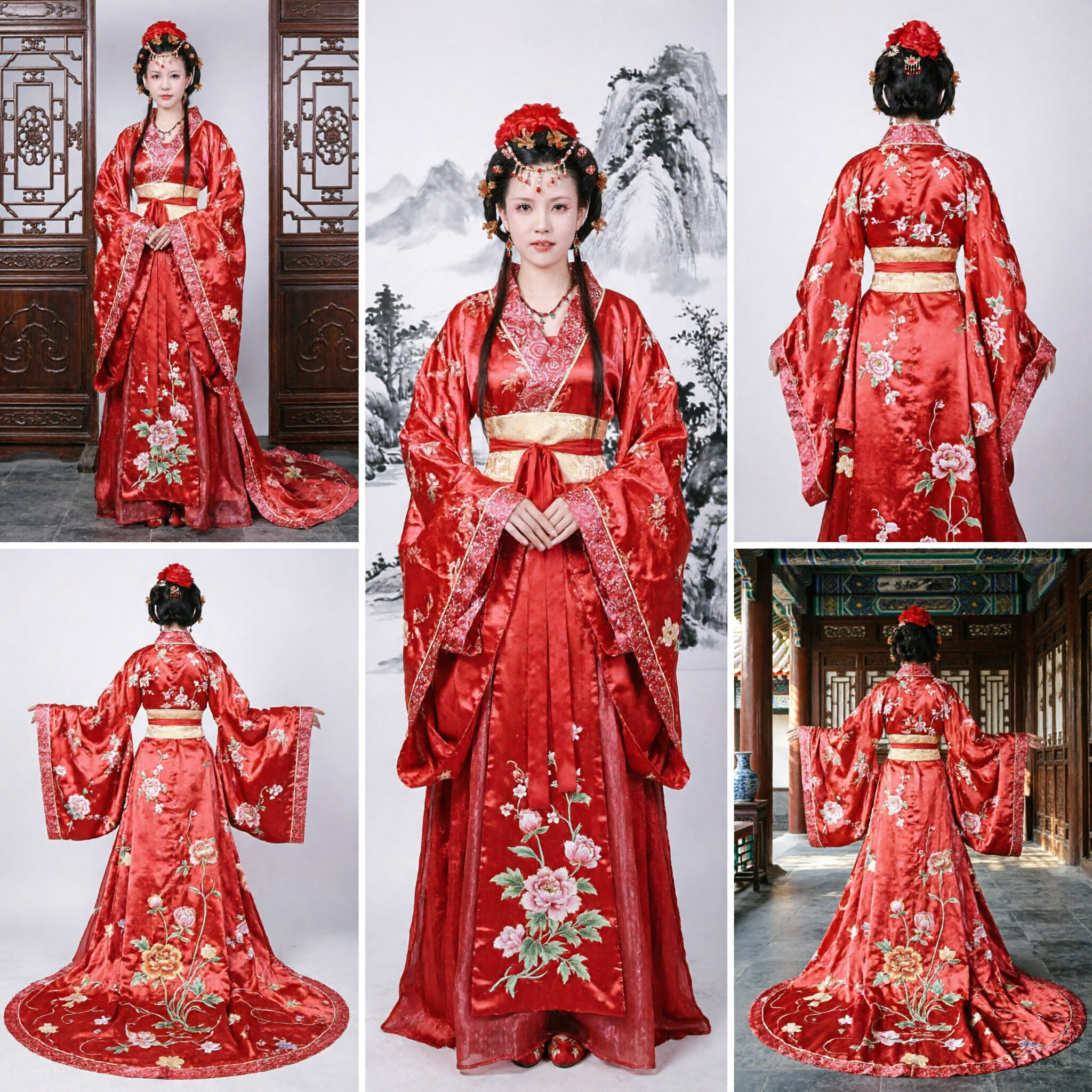 Ancient Chinese Red Hanfu Dress Traditional Tang Dynasty Palace Princess Costume for Wedding and Performance - Asian Costume